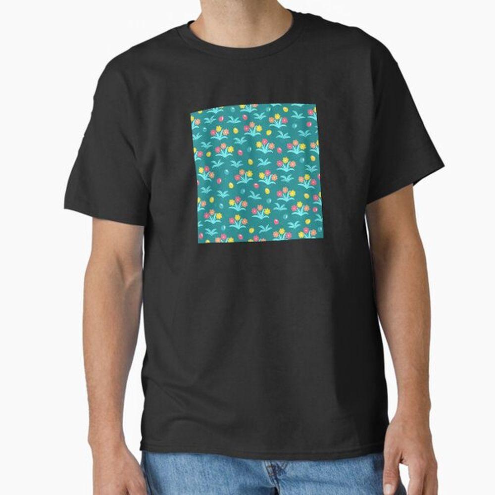 Easter Flower Pattern With Tiny Easter Eggs Tshirt Easter Flower Pattern With Tiny Easter Eggs Tshirt