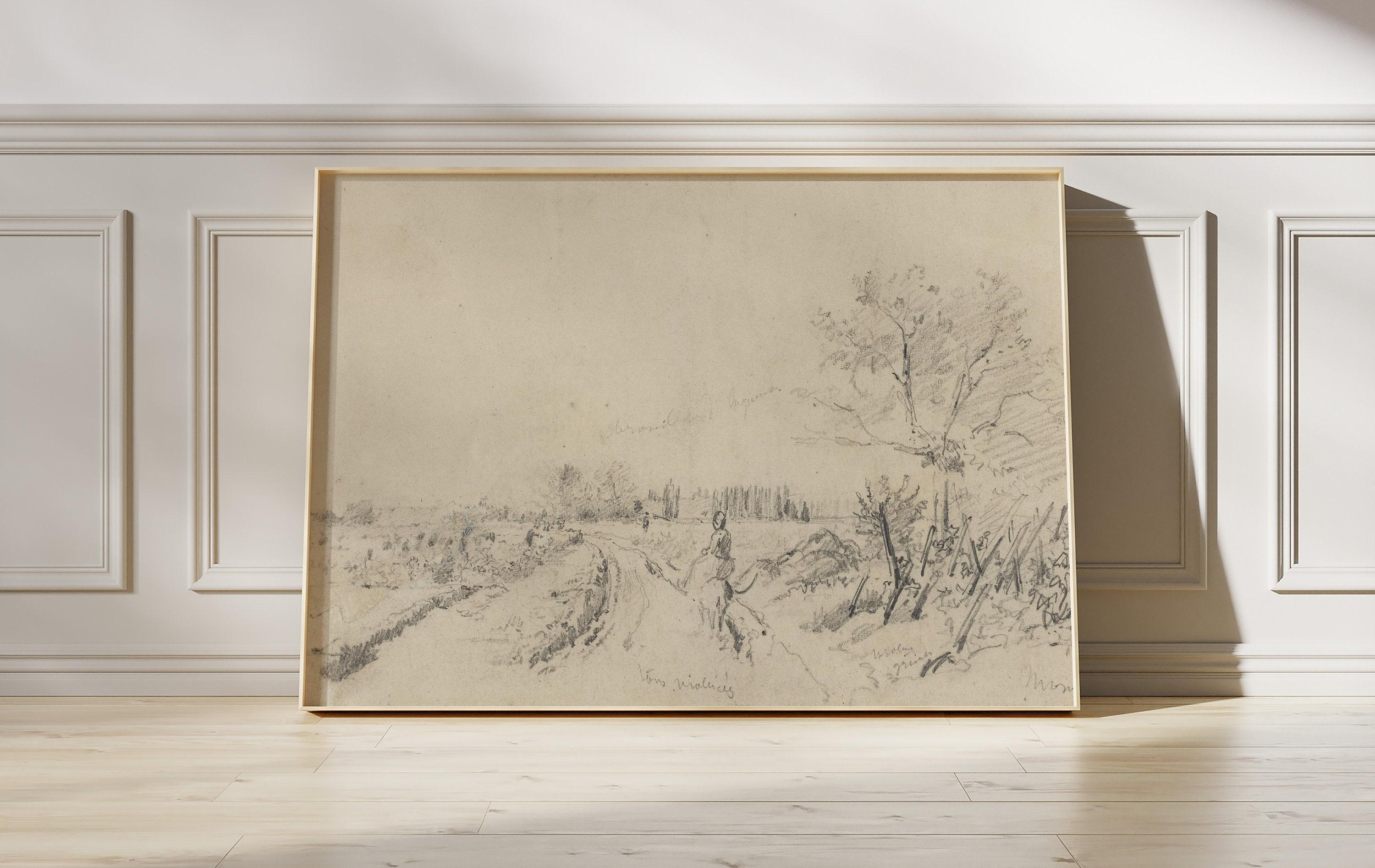 Camille Pissarro Montmorency Road 1850 Vintage Sketch Limited Edition Posters (No Frame)