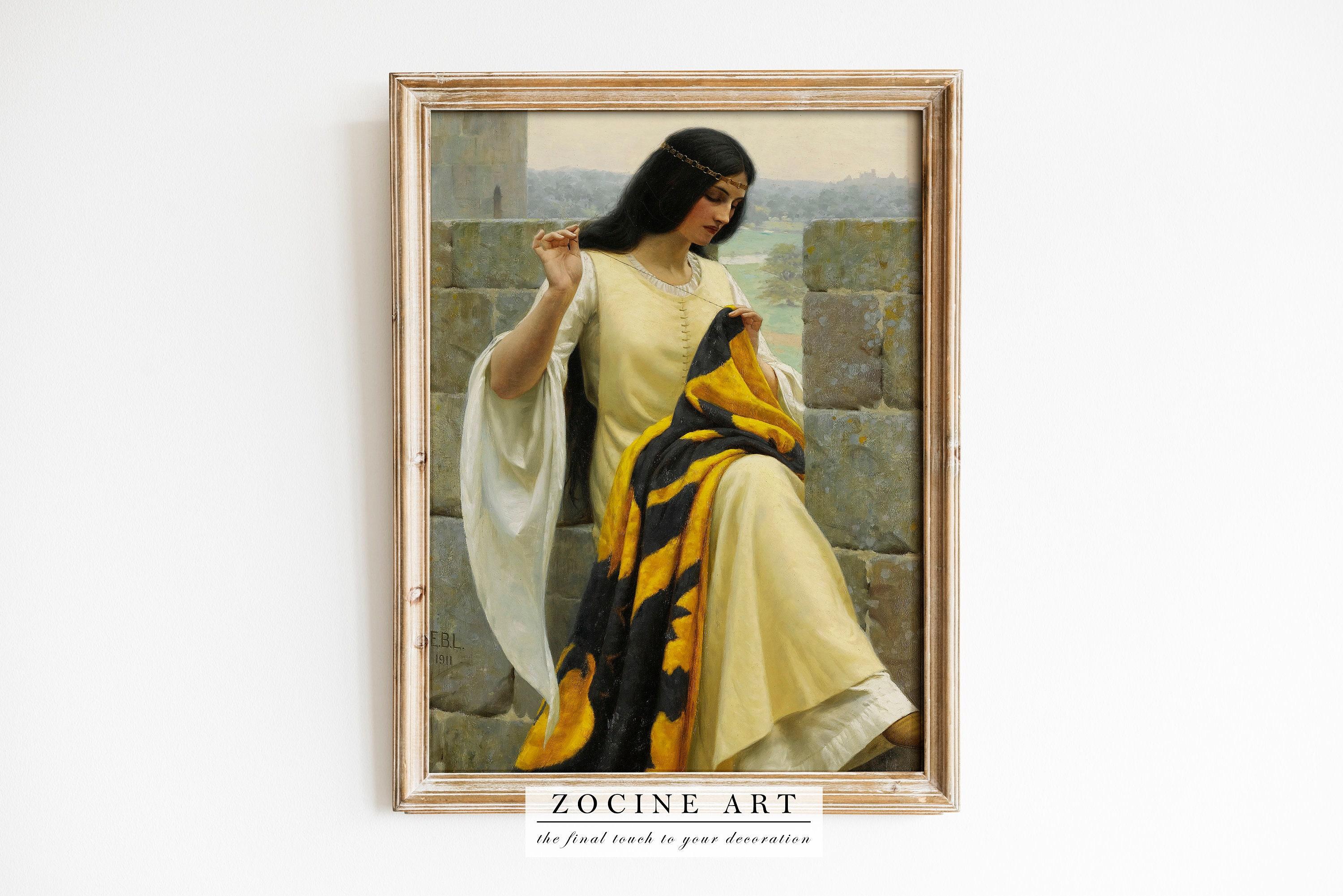 Edmund Leighton Stitching The Standard 1911 Awesome Poster (No Frame)