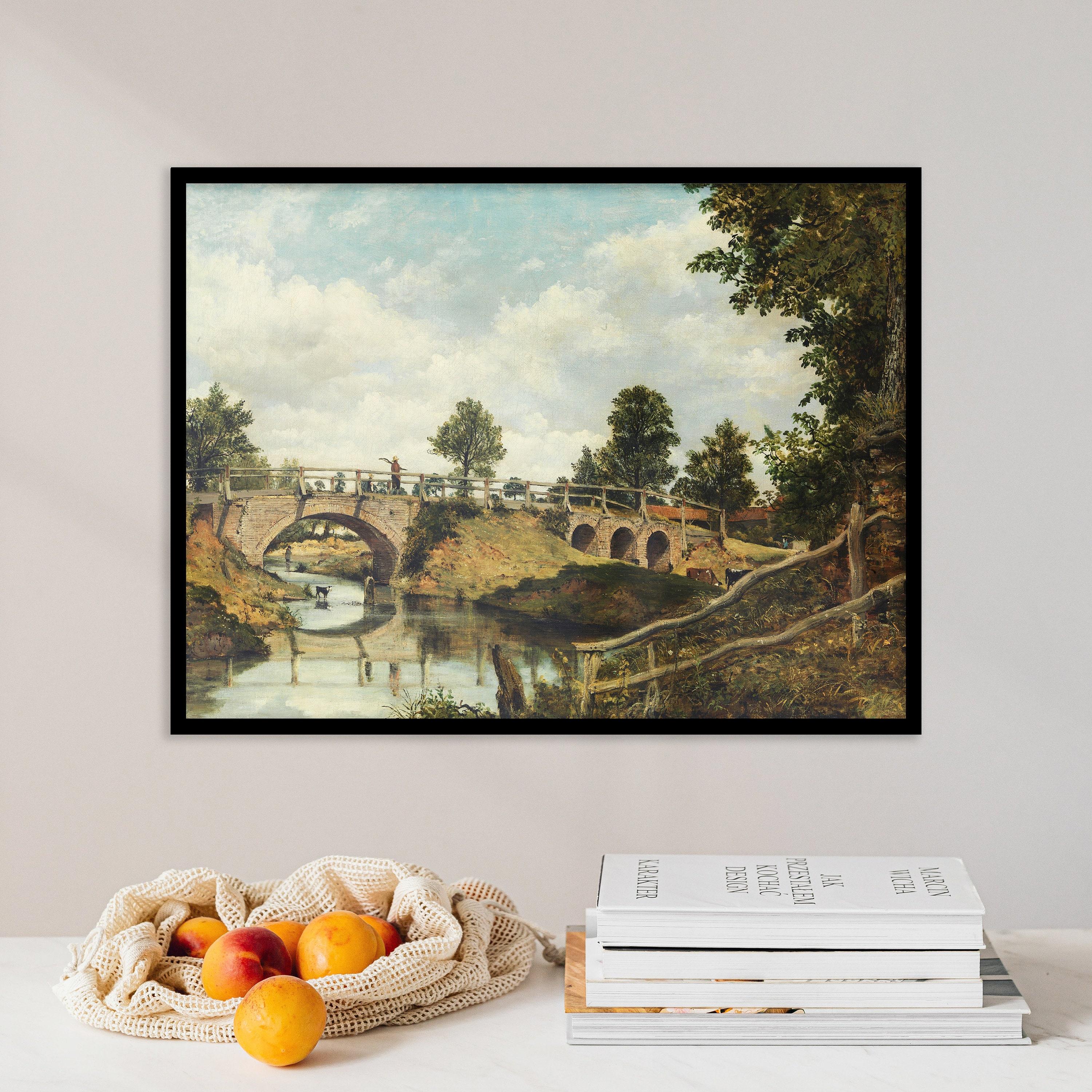 Frederick Waters Watts An Old Bridge At Hendon Middlesex 1828 Lake Landscape Awesome Poster (No Frame)