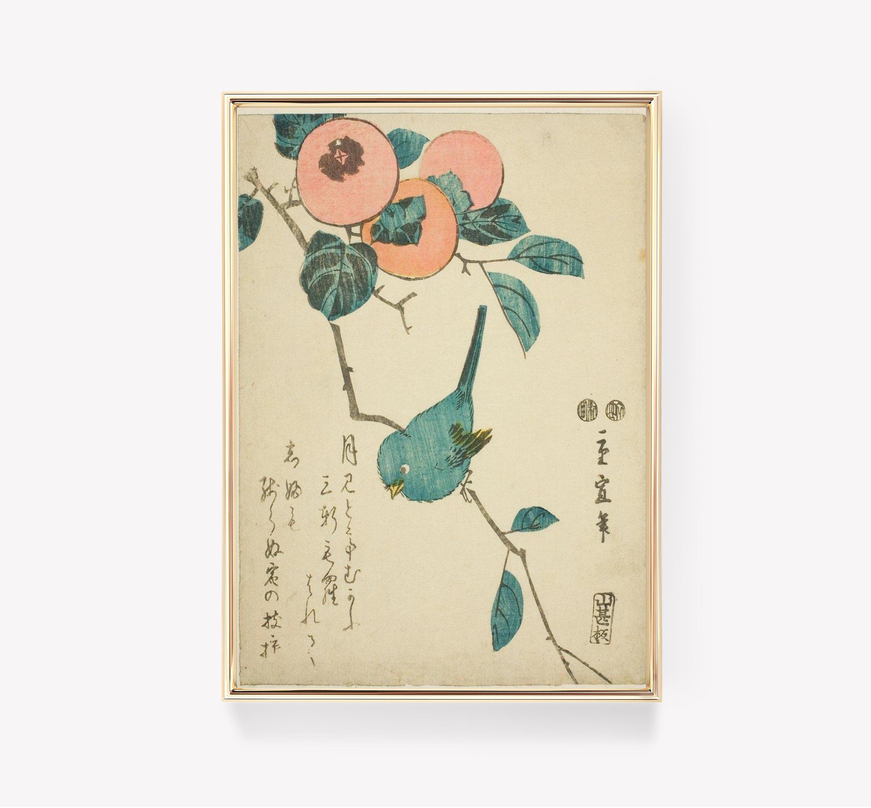 Hiroshige Hokusai Blue Bird Trending Style Poster (No Frame)
