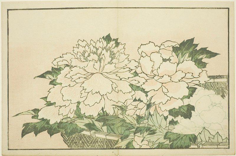 Hokusai Peonies Vintage Art Trending Style Poster (No Frame)
