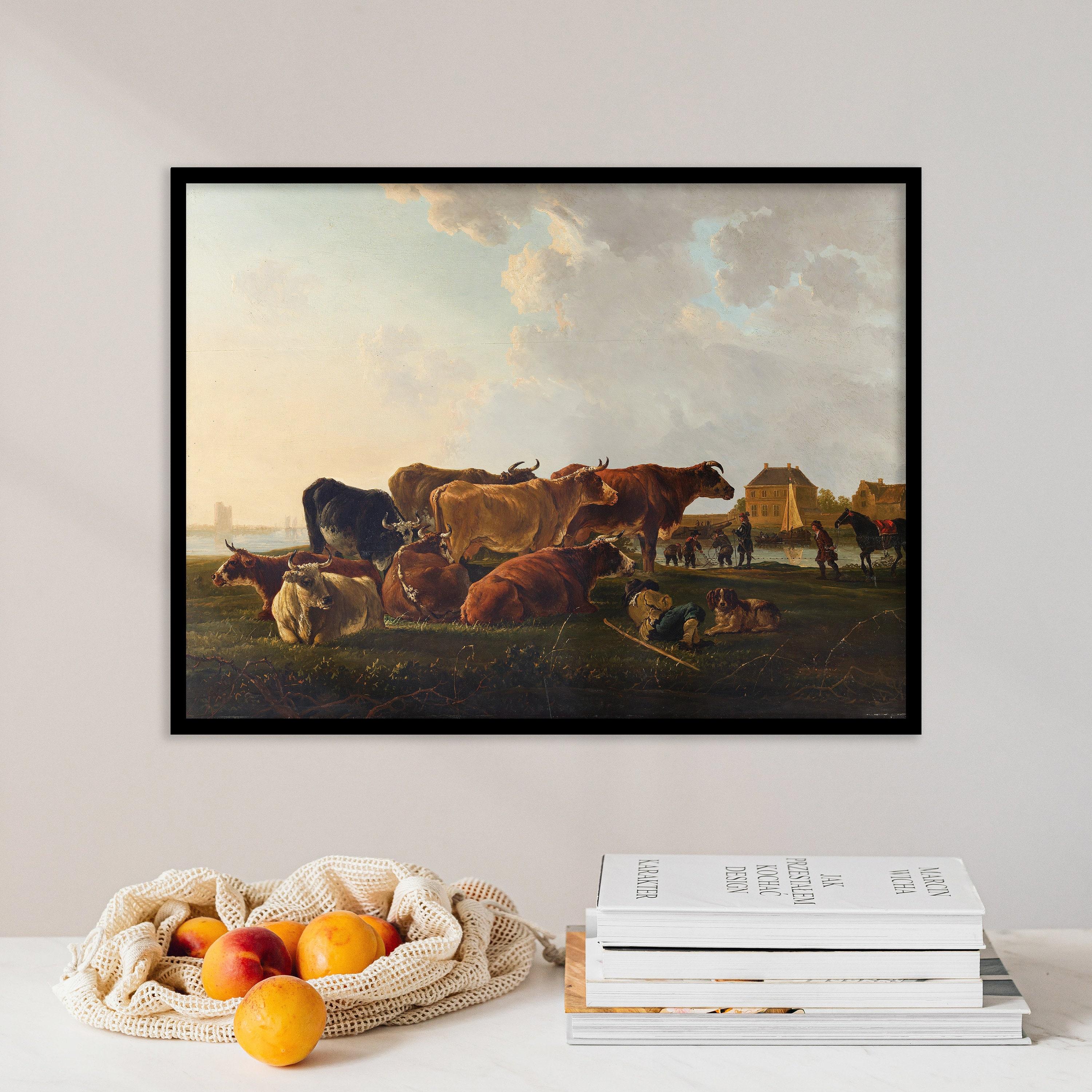 Jacob Van Strij Landscape With Cattle 1800 Cloudy Sky Antique Awesome Poster (No Frame)
