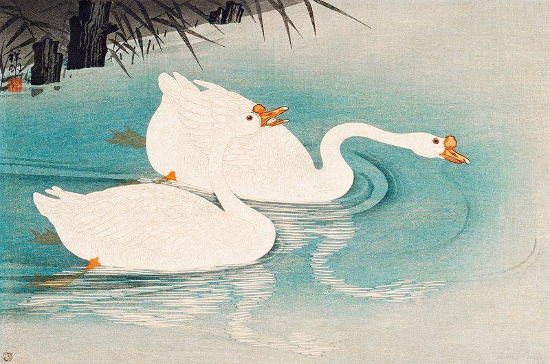 Ohara Koson Swans Two Swans Artwork Vintage Awesome Poster (No Frame) Ohara Koson Swans Two Swans Artwork Vintage Awesome Poster (No Frame)