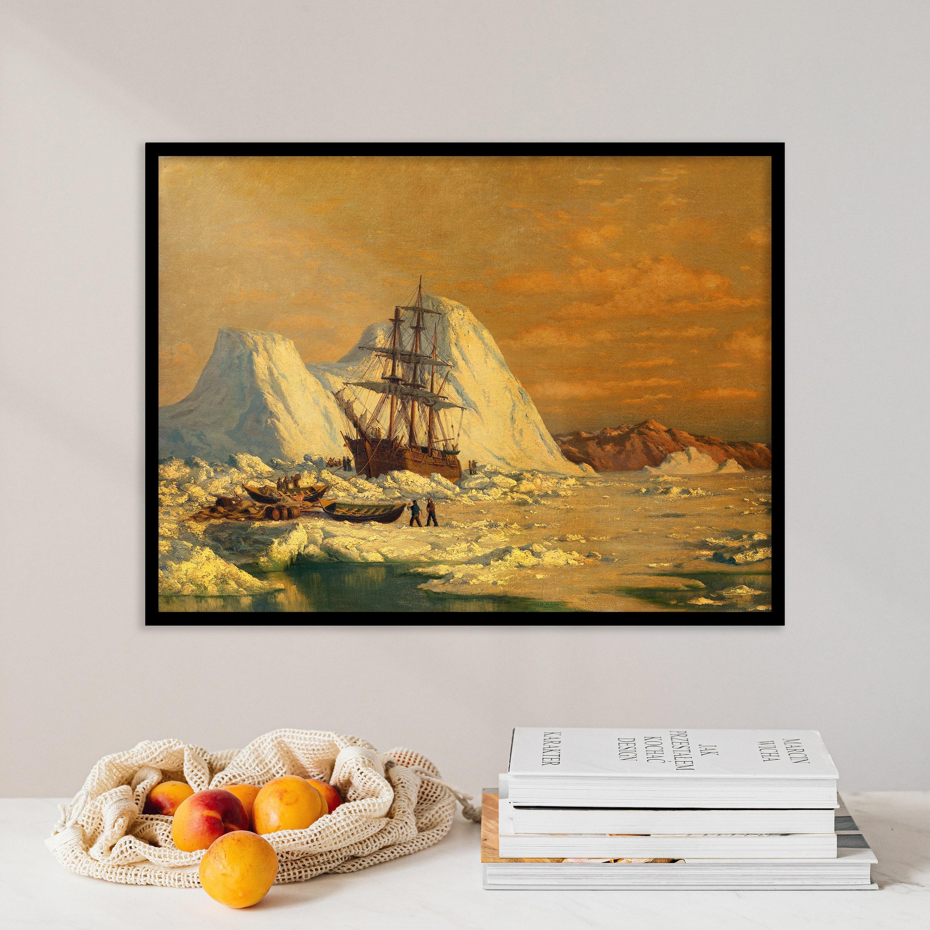 William Bradford An Incident Of Whaling Warm Tone Glacier Scenery Vintage Winter Awesome Poster (No Frame) William Bradford An Incident Of Whaling Warm Tone Glacier Scenery Vintage Winter Awesome Poster (No Frame)