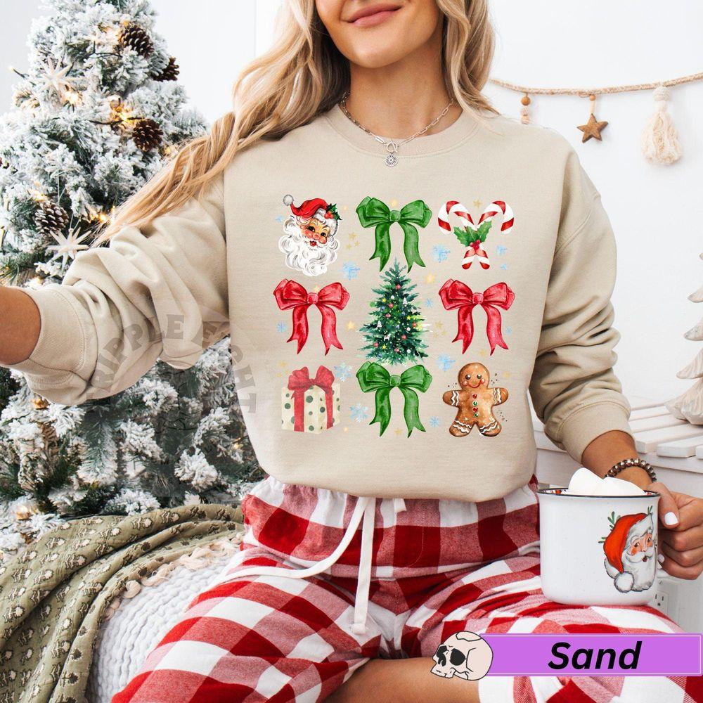 Coquette Christmas Santa Bow Christmas Comfort Colortrendy Santa Tshirt