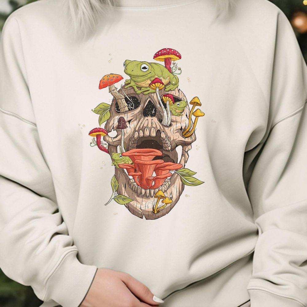 Cottagecore Frog Skull Mushroom Collector Men Women Vintage Shirt