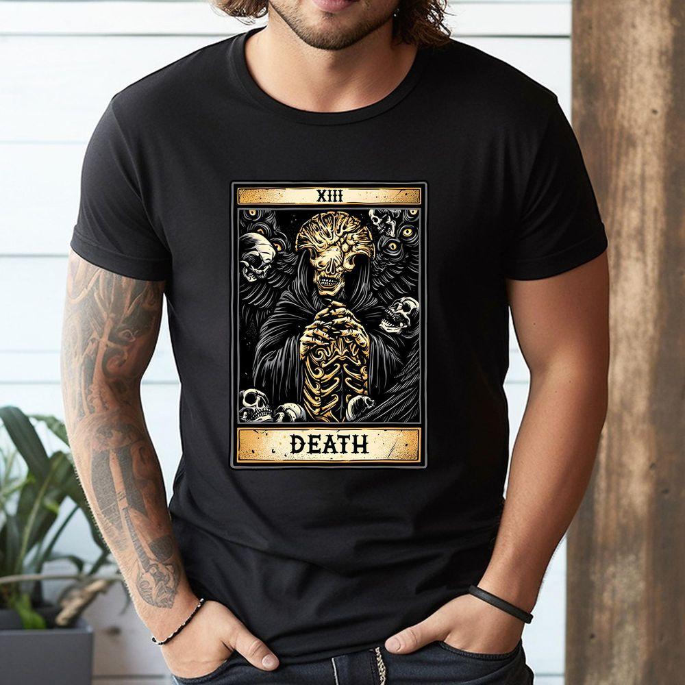 Dark Gothic Death Tarot Card Skeleton Occult Horror Shirt