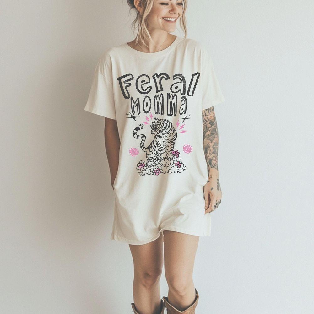 Feral Momma Graphic Distressed Easy Tiger Tshirt