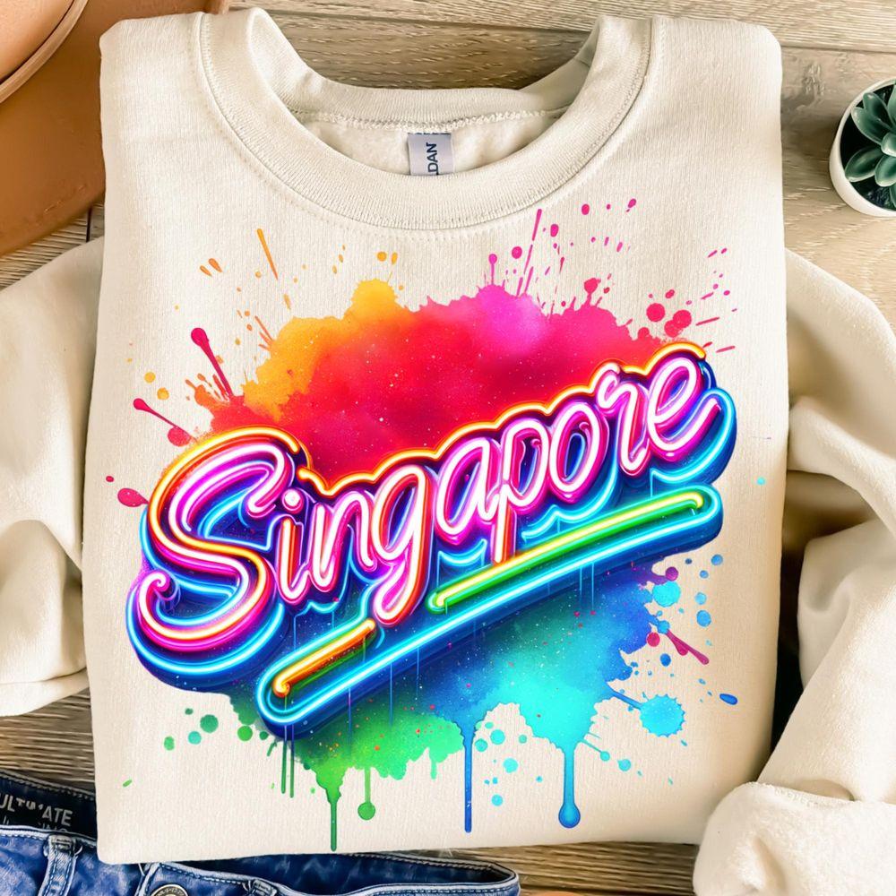 Singaporetion Design Colorful Neon Country Southeast Asia Awesome Shirt