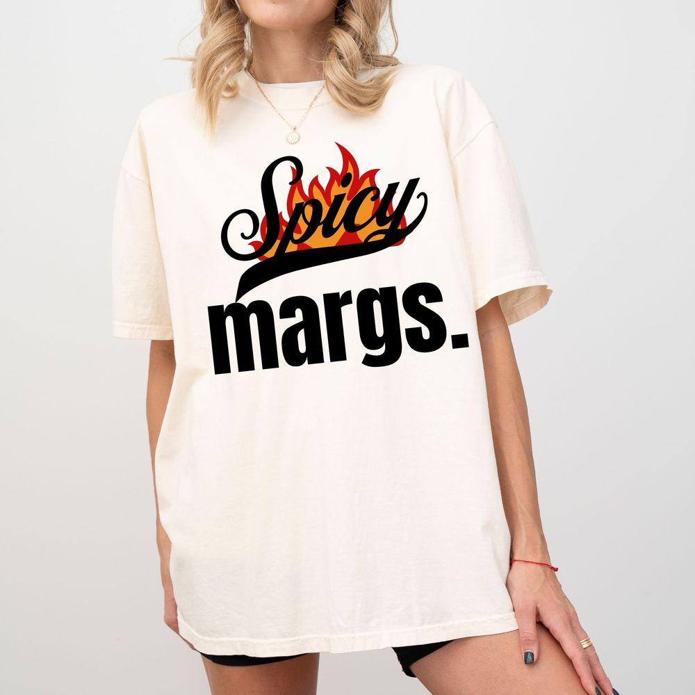 Spicy Margs Retro Flame Graphic Margarita Lover Alternative Aesthetic Cocktail Tshirt