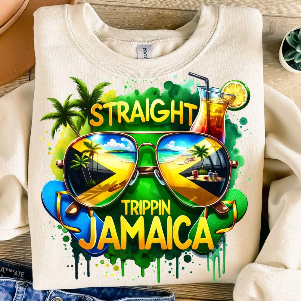 Straight Trippin Jamaication Design Vacation Travel Jamaican Flag Shirt
