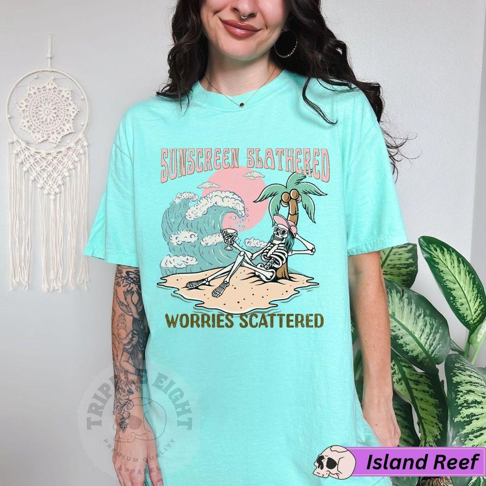 Sunscreen Slathered Funny Retro Summer Shirt