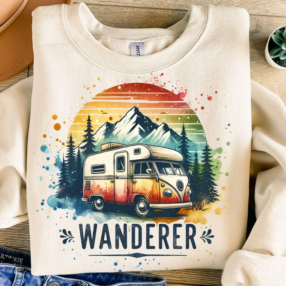 Wanderertion Design Hiking Retro Cer Cing Travel Tshirt