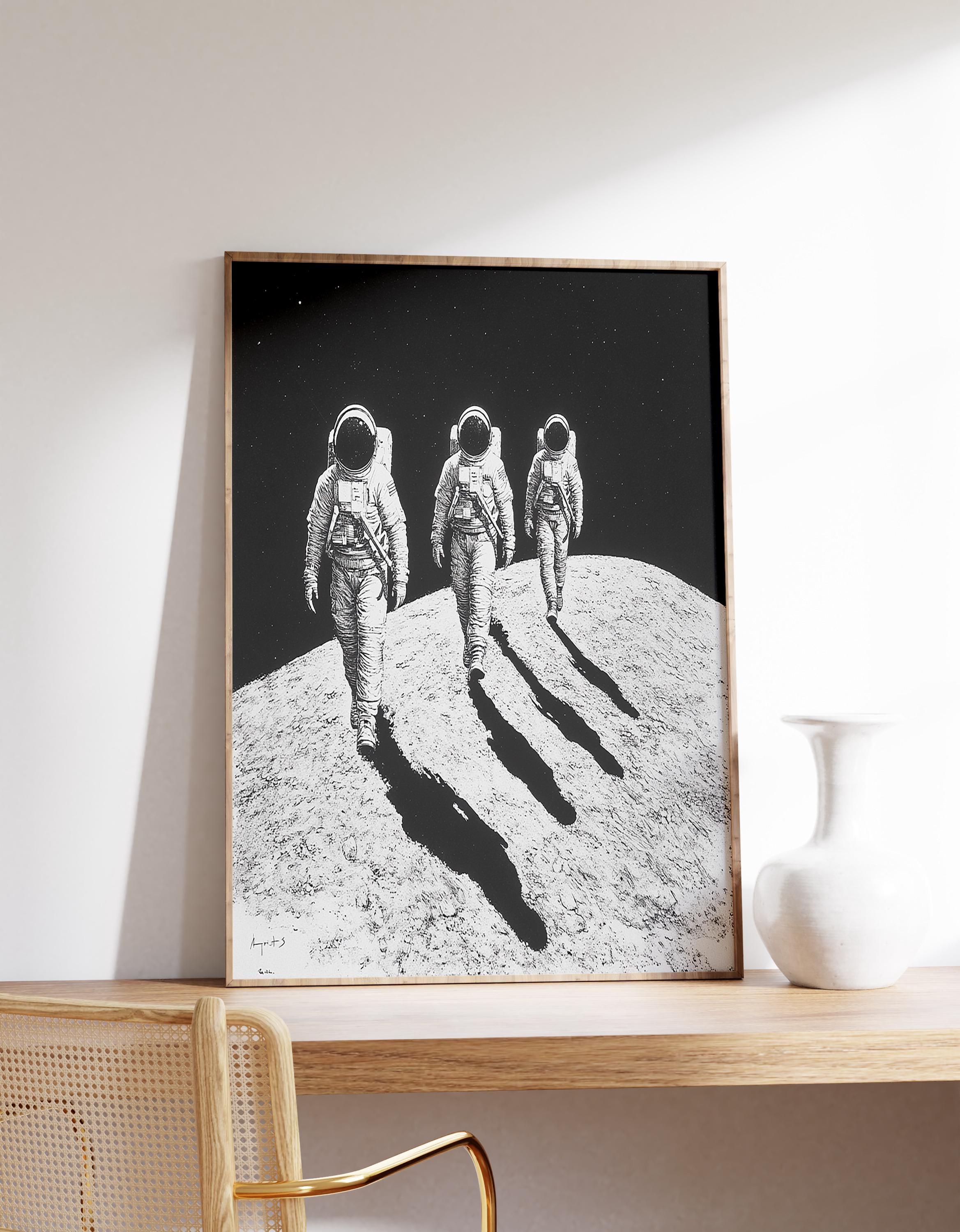 Medieval Pointillism Astronaut Art Black White Space Lithograph Vintage Astronaut Limited Edition Posters (No Frame) Medieval Pointillism Astronaut Art Black White Space Lithograph Vintage Astronaut Limited Edition Posters (No Frame)