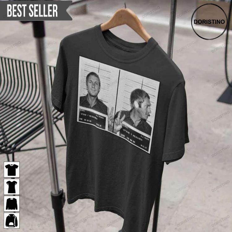 Steve Mcqueen Mugshot Bullit The Great Escape Tshirt Steve Mcqueen Mugshot Bullit The Great Escape Tshirt