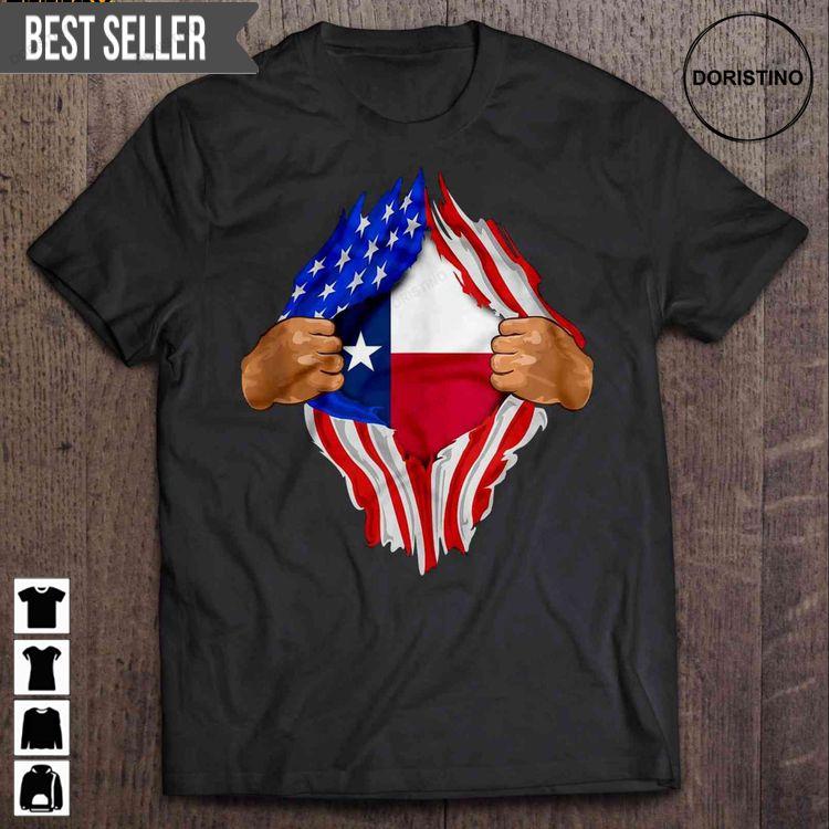 Texas Heartbeat Inside American Flag Short Sleeve Shirt Texas Heartbeat Inside American Flag Short Sleeve Shirt