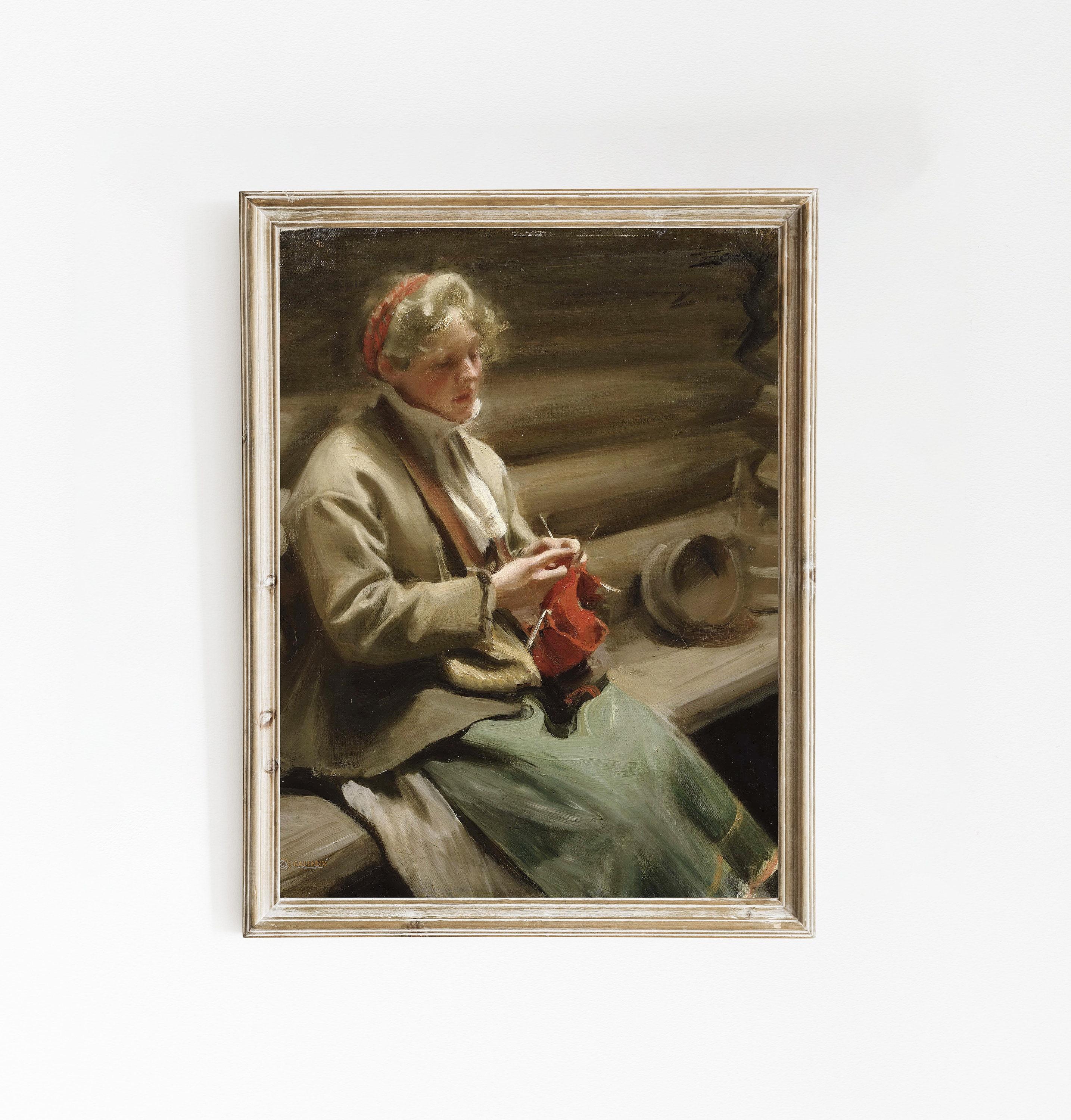 Anders Zorn Girl From Dalecarlia Knitting Cabbage Margit 1901 Vintage Limited Edition Posters (No Frame) Anders Zorn Girl From Dalecarlia Knitting Cabbage Margit 1901 Vintage Limited Edition Posters (No Frame)