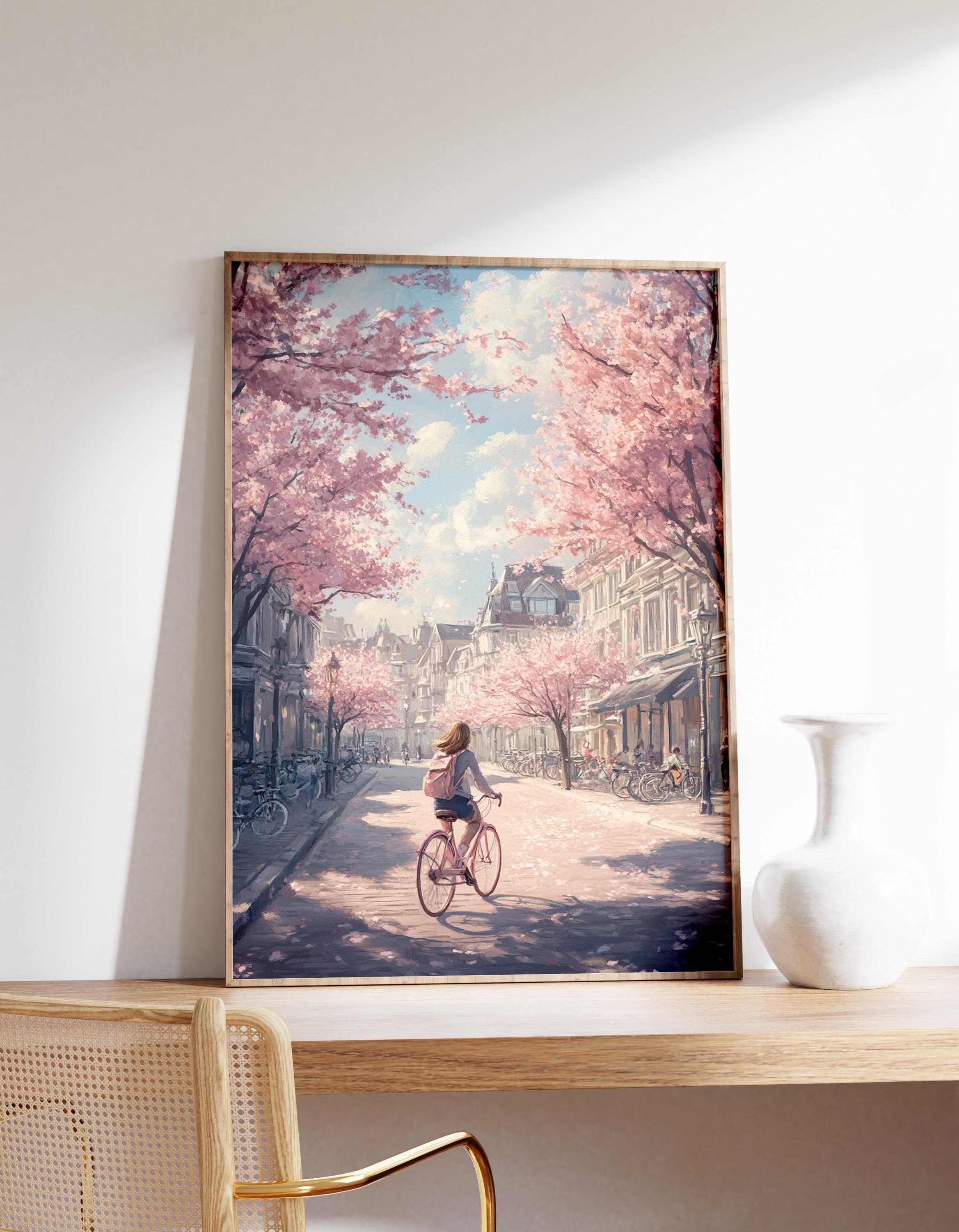 Charming Spring Street Scene Vintage Bike Ride Art Blossoming Cityscape Tranquil Lexington Awesome Poster (No Frame) Charming Spring Street Scene Vintage Bike Ride Art Blossoming Cityscape Tranquil Lexington Awesome Poster (No Frame)