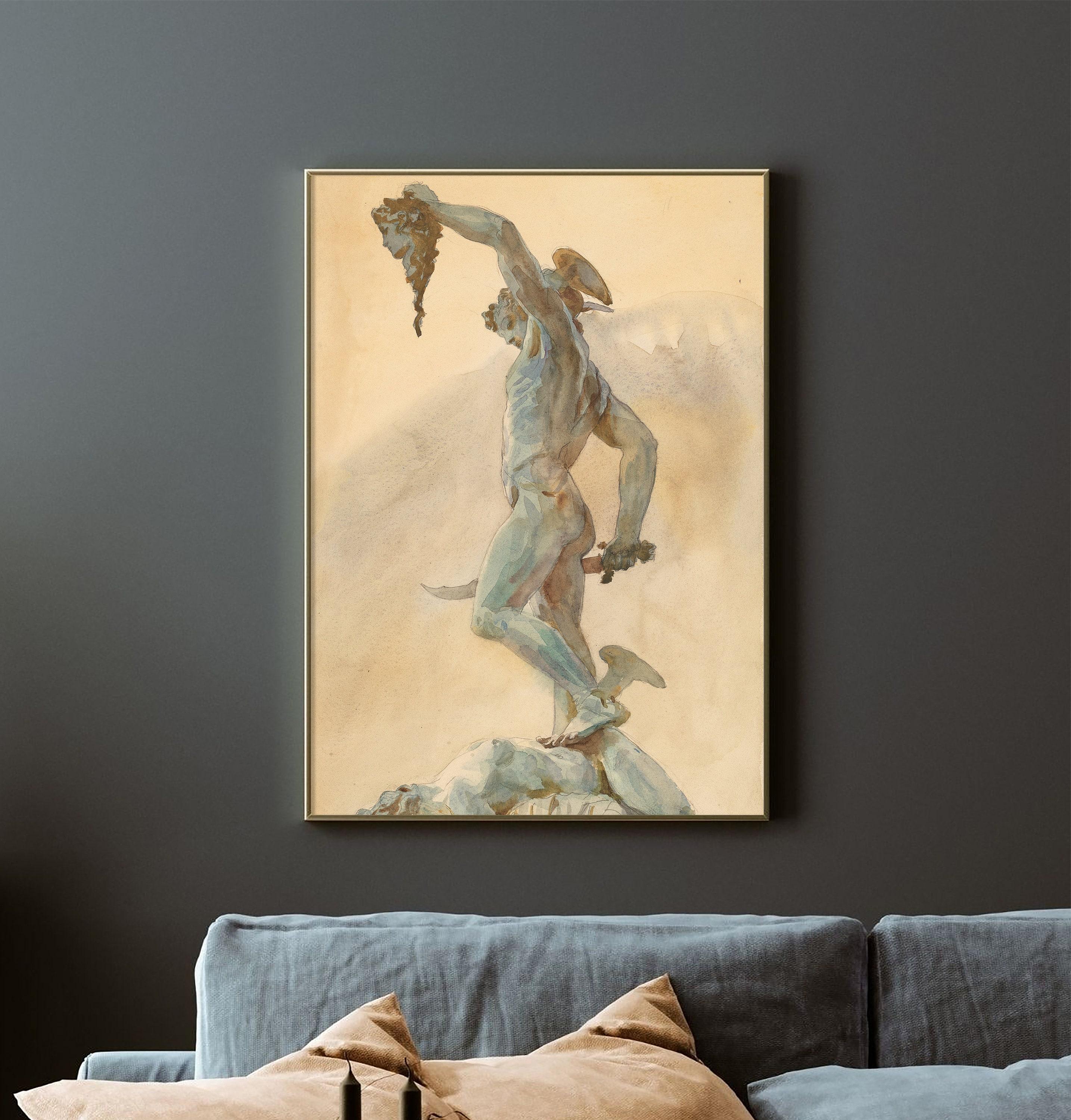 John Singer Sargent Sketch Of Cellinis Perseus Vintage Sculpture Drawing Trending Style Poster (No Frame) John Singer Sargent Sketch Of Cellinis Perseus Vintage Sculpture Drawing Trending Style Poster (No Frame)