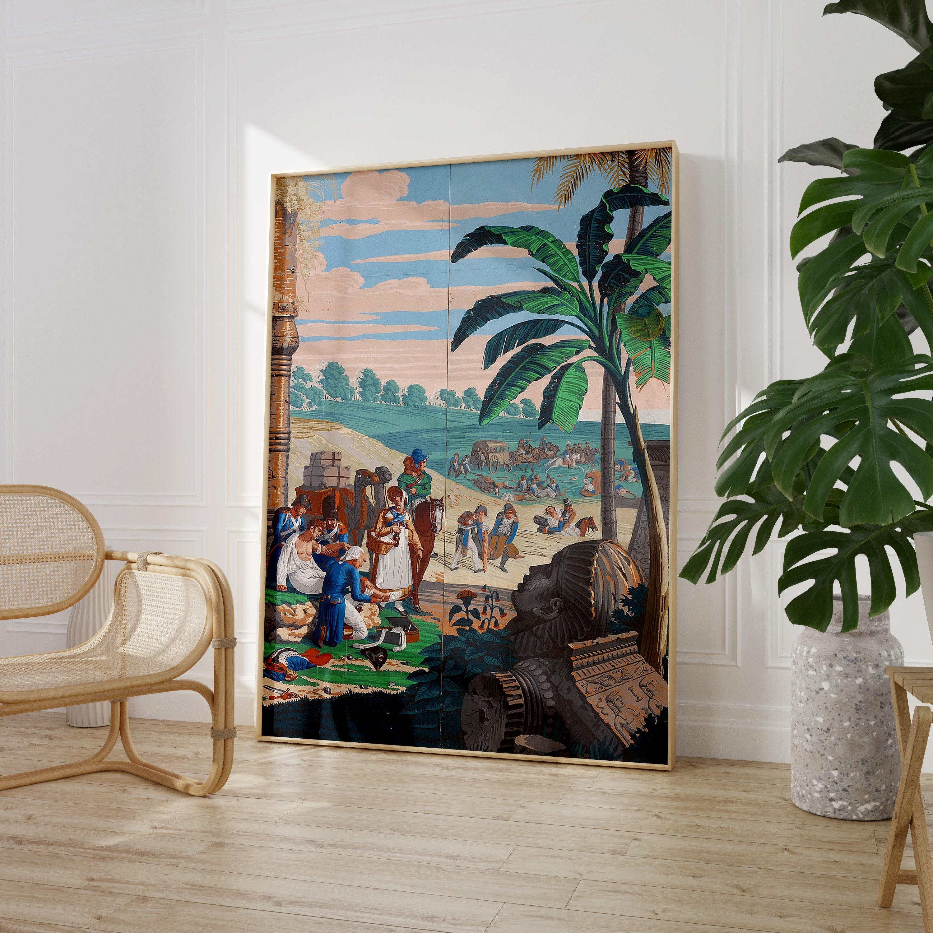 Joseph Dufour The Battle Of Heliopolis Scenic Wallpaper 1818 Vintage Trending Style Poster (No Frame)