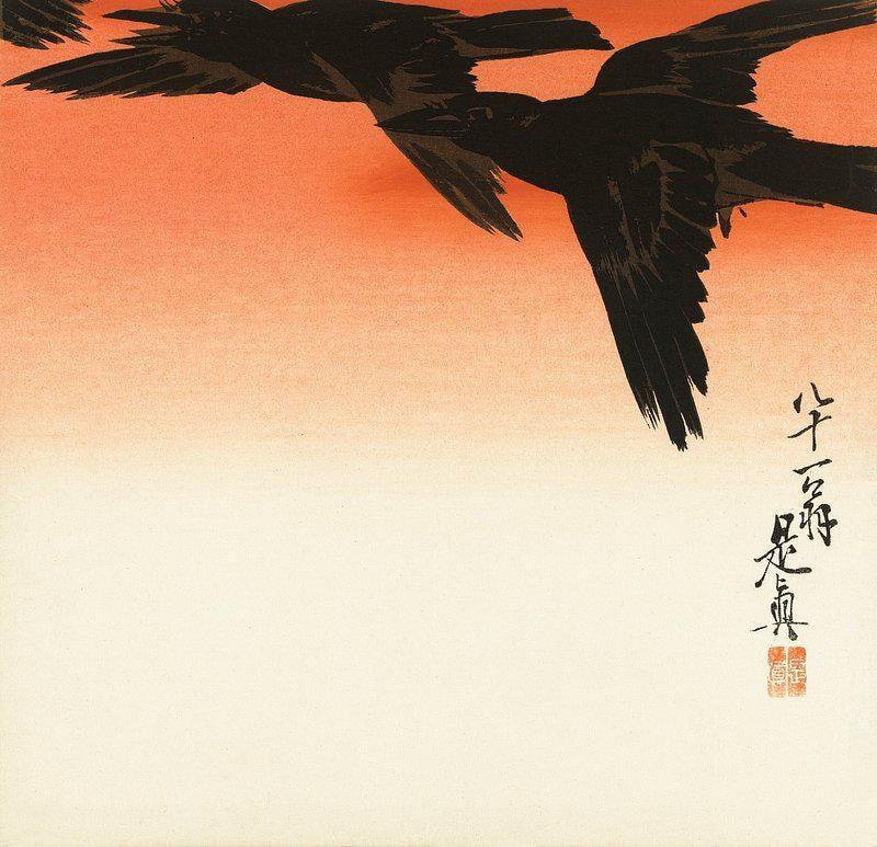 Ohara Koson Crow Vintage Bird Art Crows In Flight Limited Edition Posters (No Frame) Ohara Koson Crow Vintage Bird Art Crows In Flight Limited Edition Posters (No Frame)
