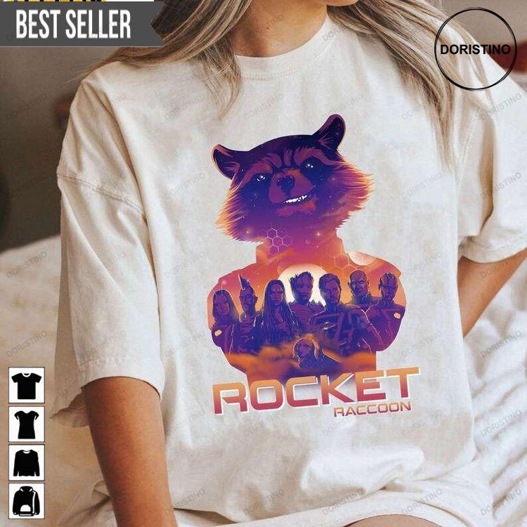 Rocket Raccoon Guardians Of The Galaxy Poster Adult Short-sleeve Tshirt