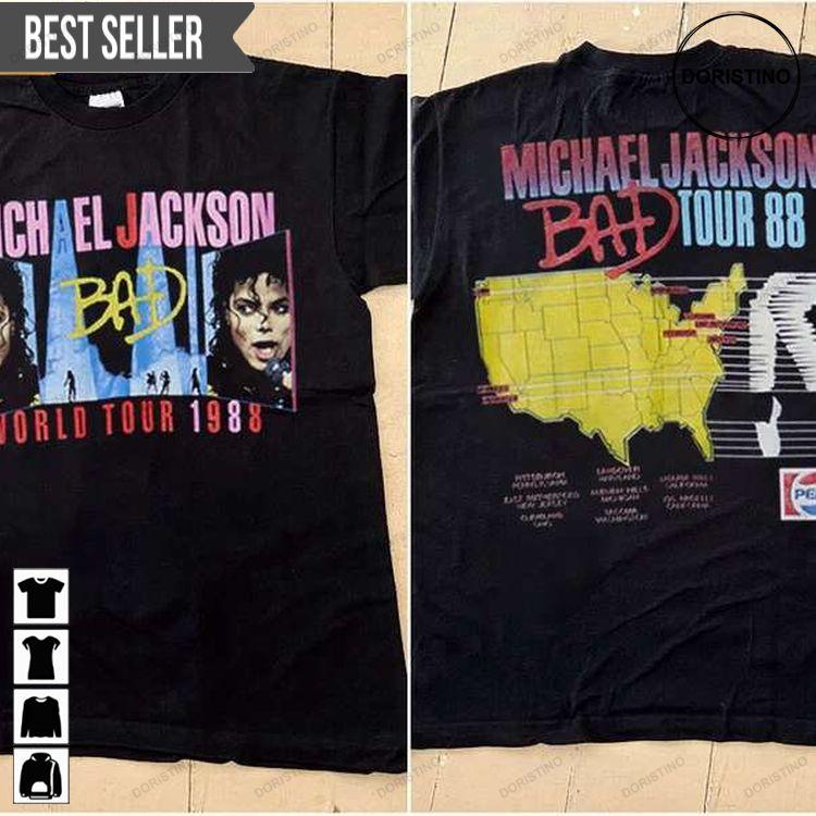 Michael Jackson Bad Tour 1988 Short-sleeve Awesome Shirt