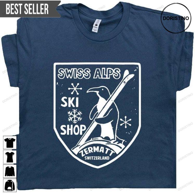 Ski Swiss Alps Cool Vintage Skiing Awesome Shirt