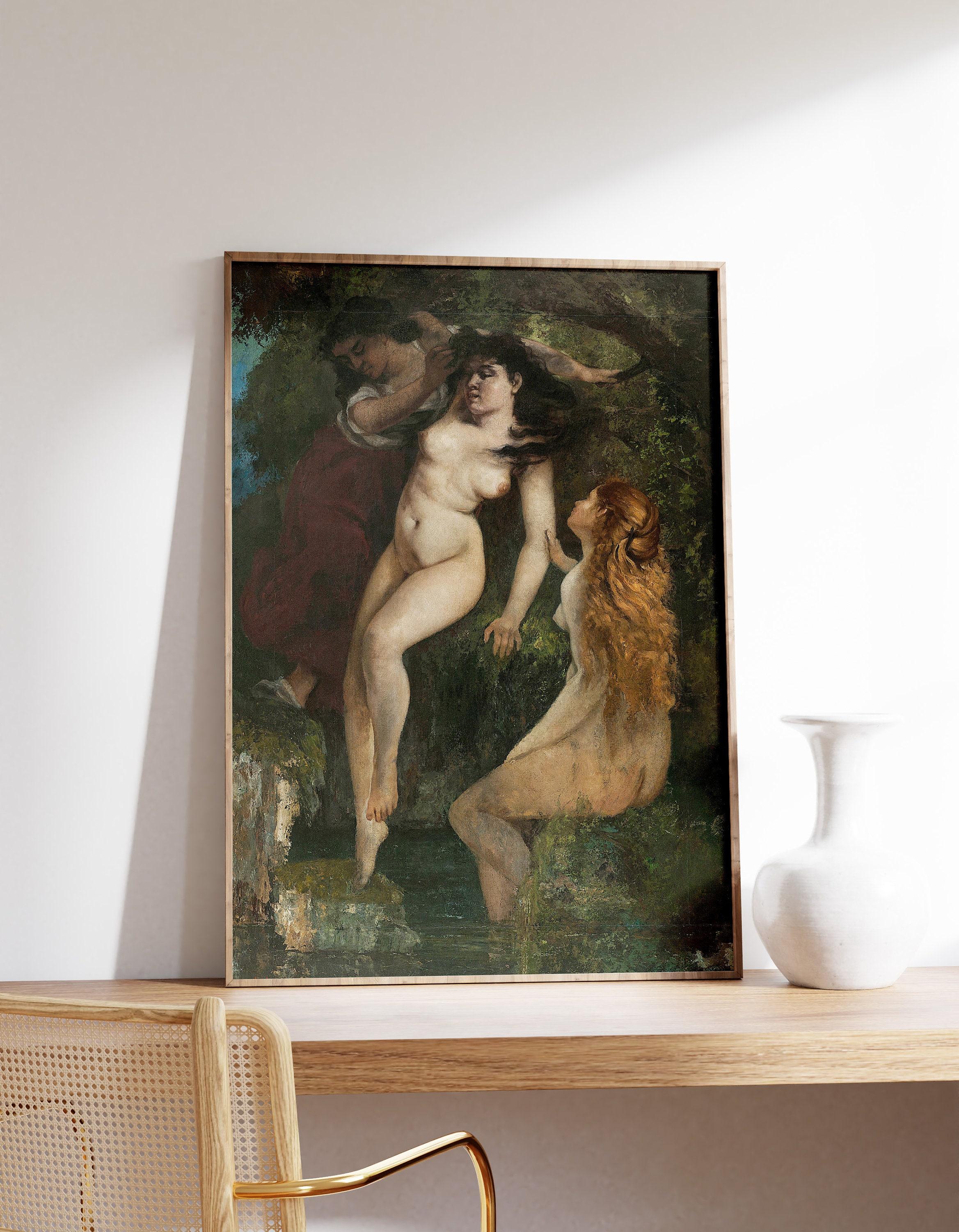 Gustave Courbet Three Bathers 1865 Vintage Trending Style Poster (No Frame) Gustave Courbet Three Bathers 1865 Vintage Trending Style Poster (No Frame)