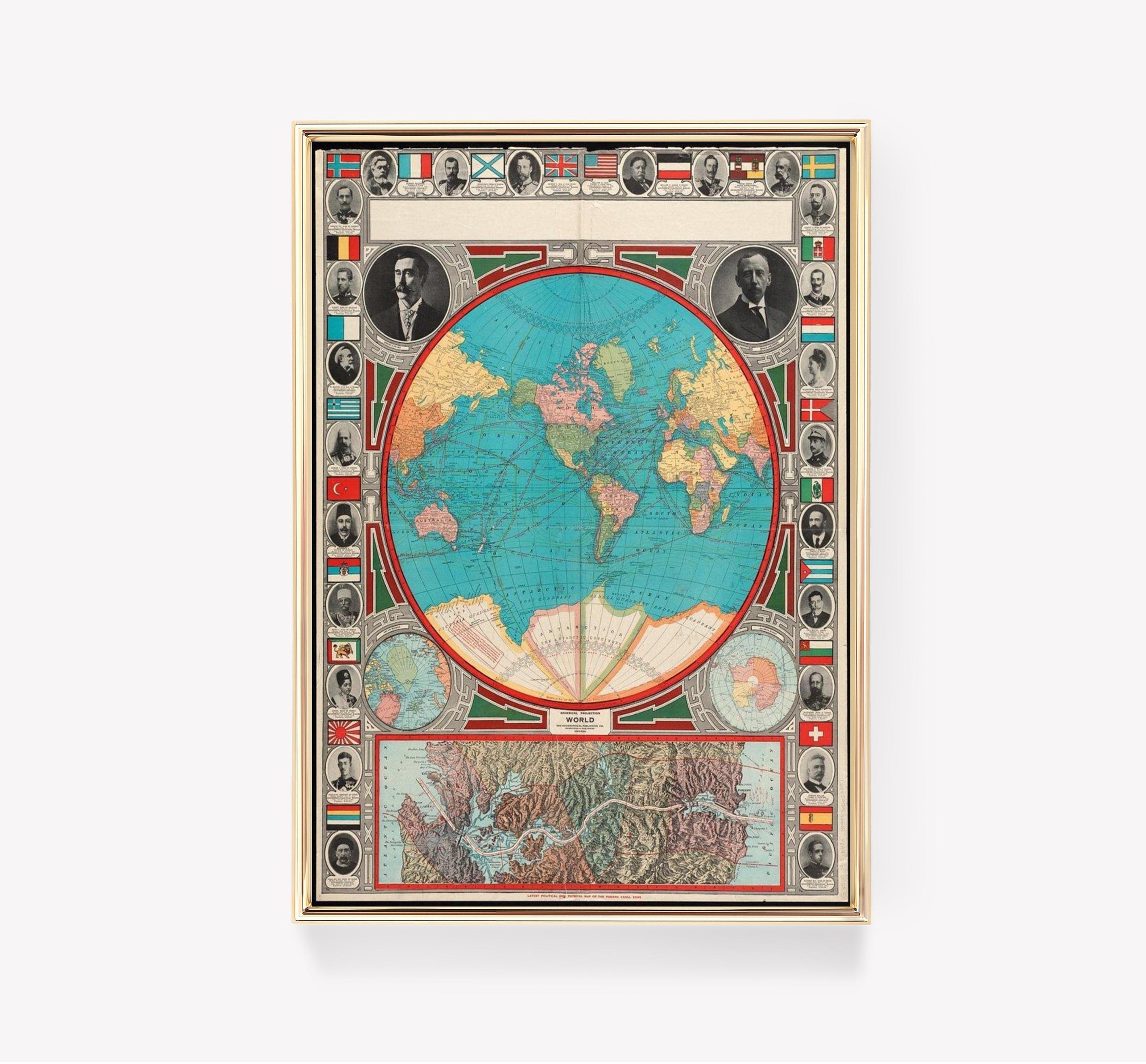 Historical Portraits Map Vintage World Map 1931 World Map Antique Flags Awesome Poster (No Frame) Historical Portraits Map Vintage World Map 1931 World Map Antique Flags Awesome Poster (No Frame)