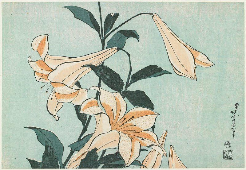 Hokusai Lilies Trending Style Poster (No Frame) Hokusai Lilies Trending Style Poster (No Frame)