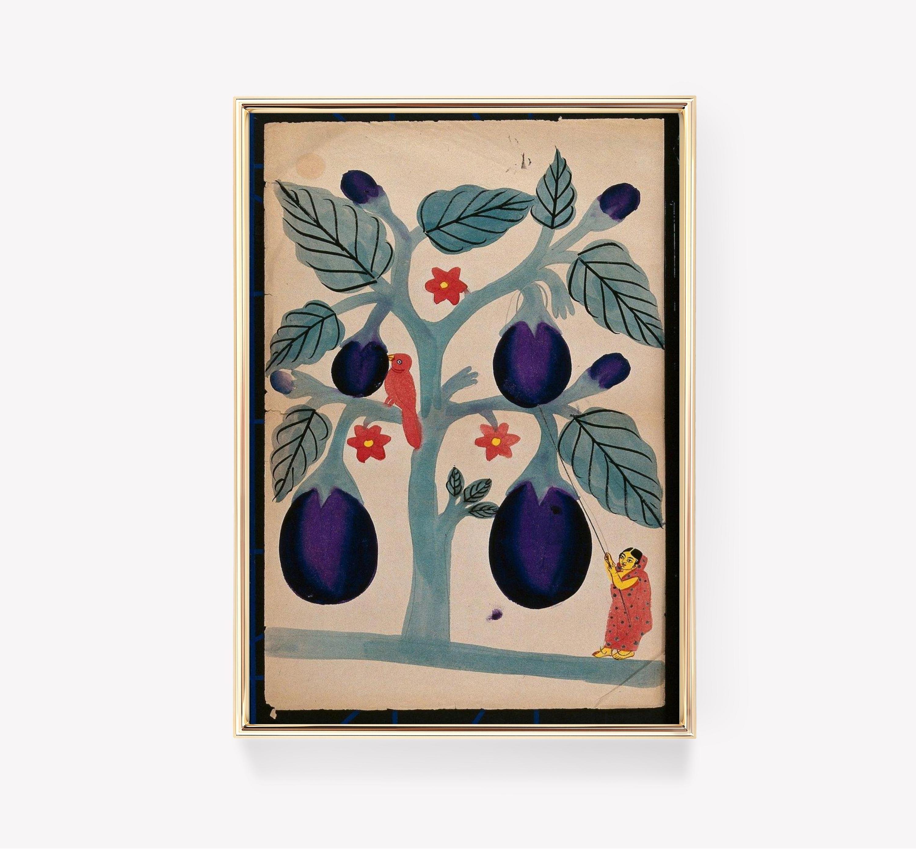 Indian Woman Gathering Brinjals Bird On Tree Art Awesome Poster (No Frame) Indian Woman Gathering Brinjals Bird On Tree Art Awesome Poster (No Frame)