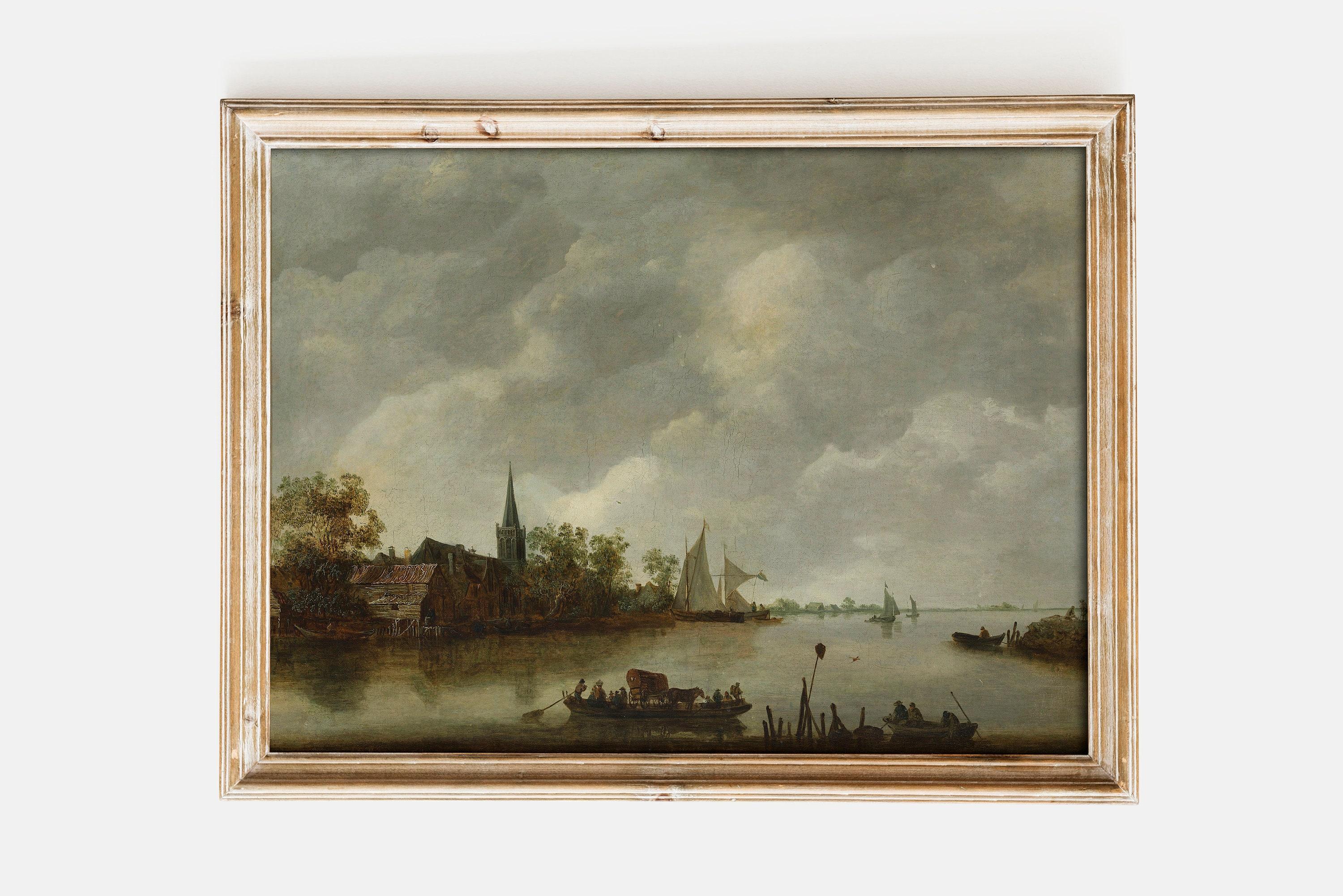 Jan Van Goyen River View With A Village Church Antique Landscape Vintage Trending Style Poster (No Frame) Jan Van Goyen River View With A Village Church Antique Landscape Vintage Trending Style Poster (No Frame)