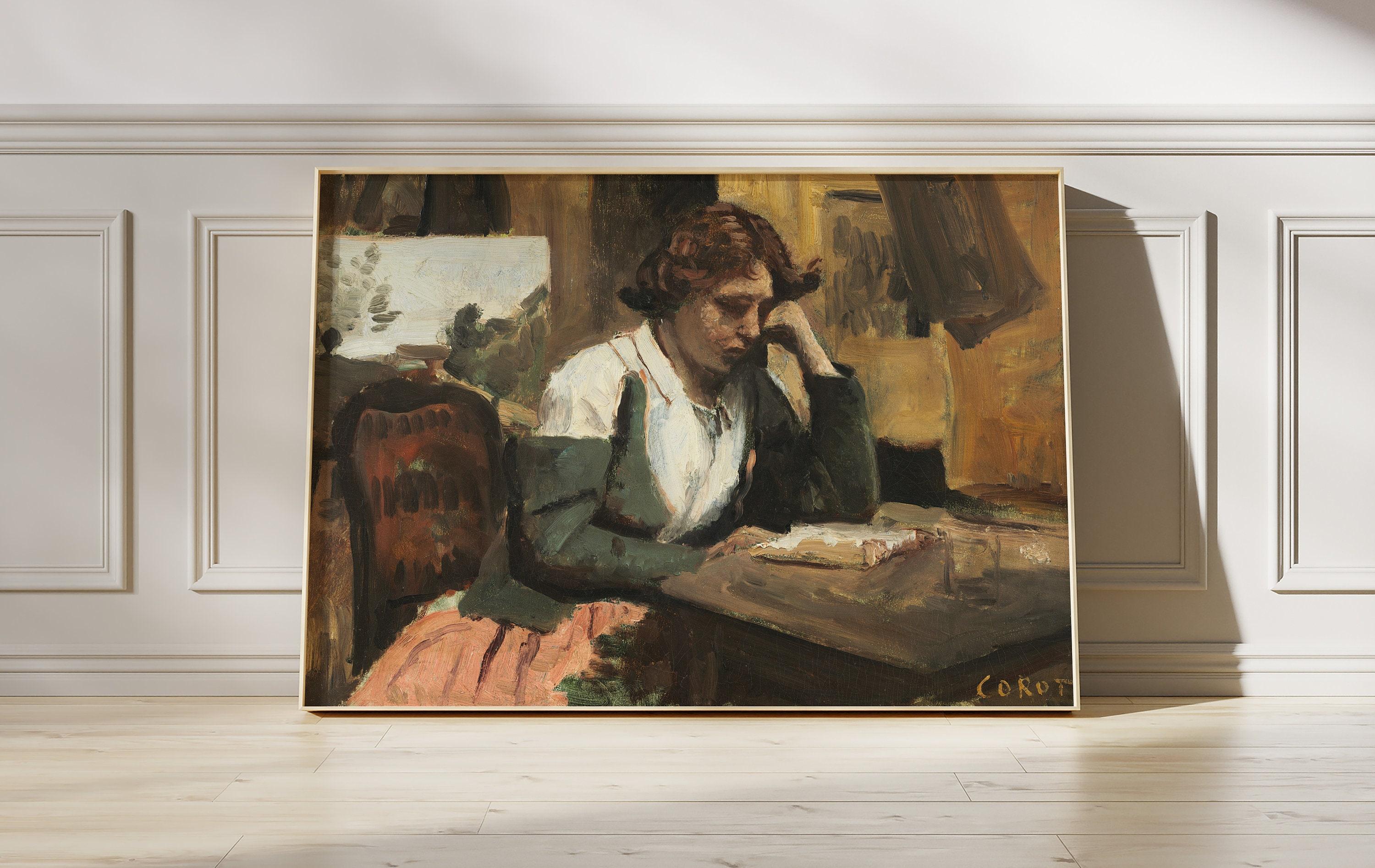 Jean Baptiste Camille Corot Woman Reading In The Studio 1868 Vintage Awesome Poster (No Frame) Jean Baptiste Camille Corot Woman Reading In The Studio 1868 Vintage Awesome Poster (No Frame)