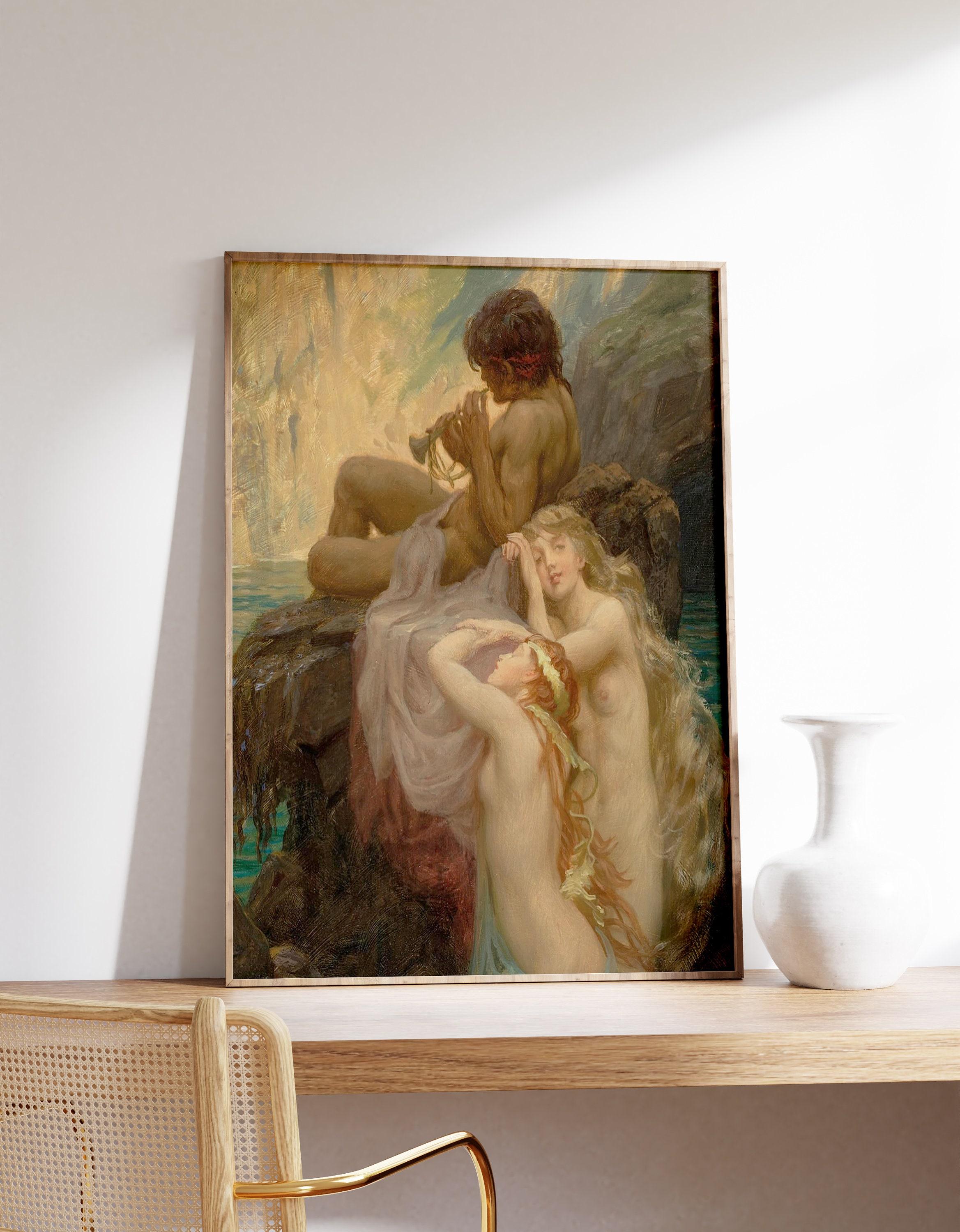 Sea Melodies 1904 By Herbert James Draper Mythological Art Nymphs Vintage Limited Edition Posters (No Frame)