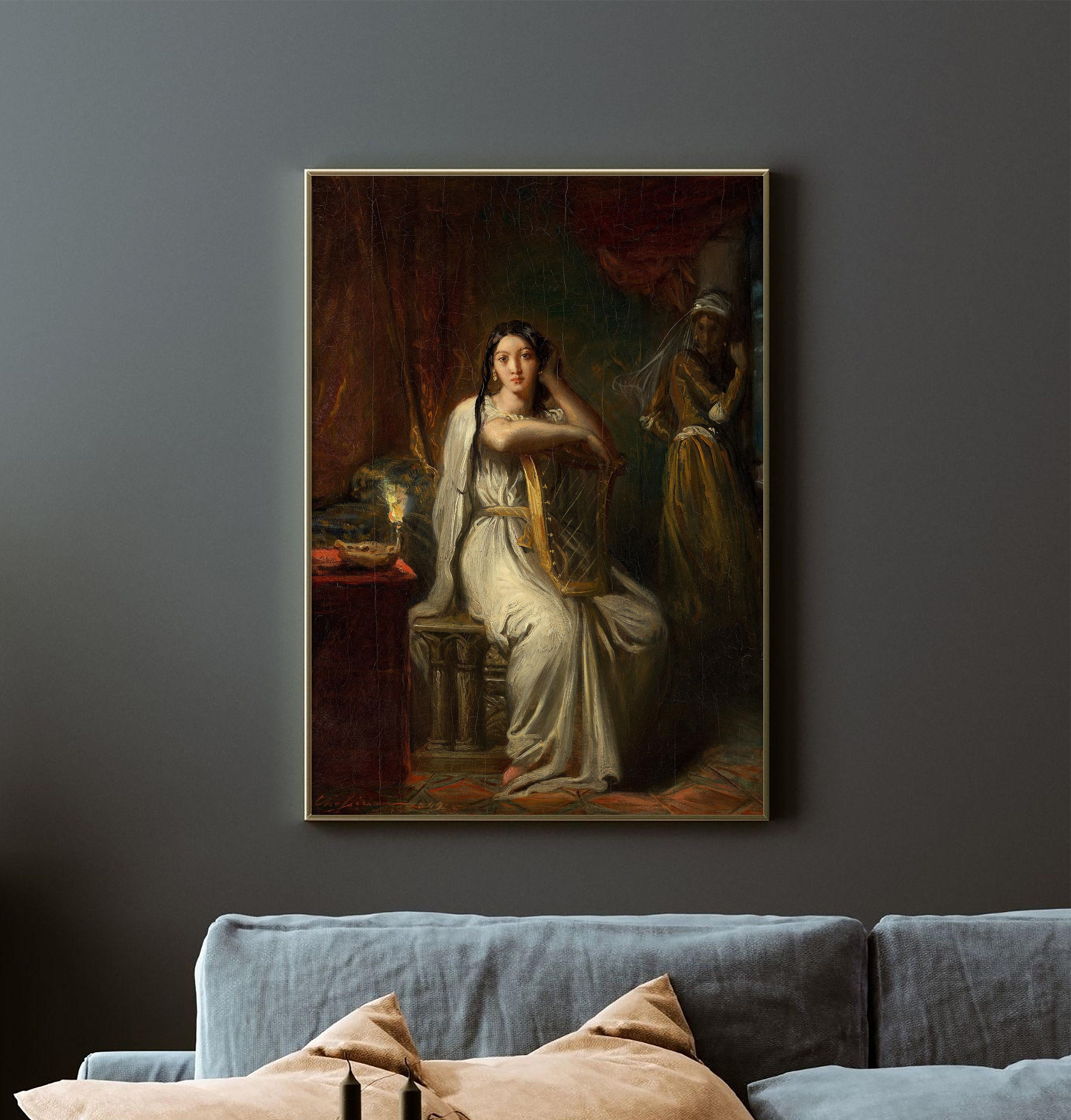 Sitting Woman Portrait Vintage Woman Portrait Woman Trending Style Poster (No Frame)