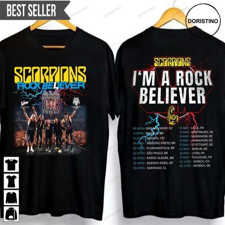 Scorpions Rock Believer World Tour 2023 Short-sleeve Awesome Shirt Scorpions Rock Believer World Tour 2023 Short-sleeve Awesome Shirt