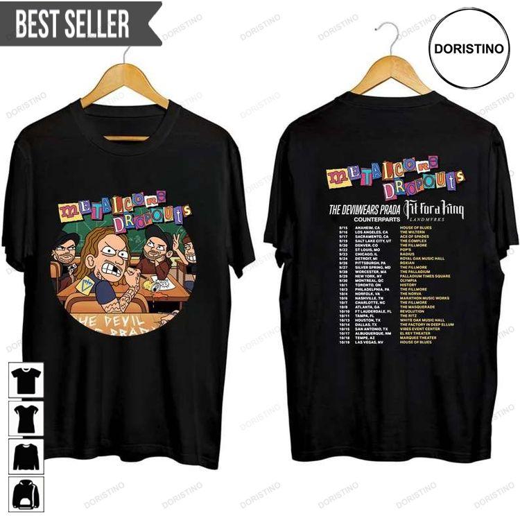 The Devil Wears Prada Metalcore Dropouts Tour 2023 Short-sleeve Shirt The Devil Wears Prada Metalcore Dropouts Tour 2023 Short-sleeve Shirt