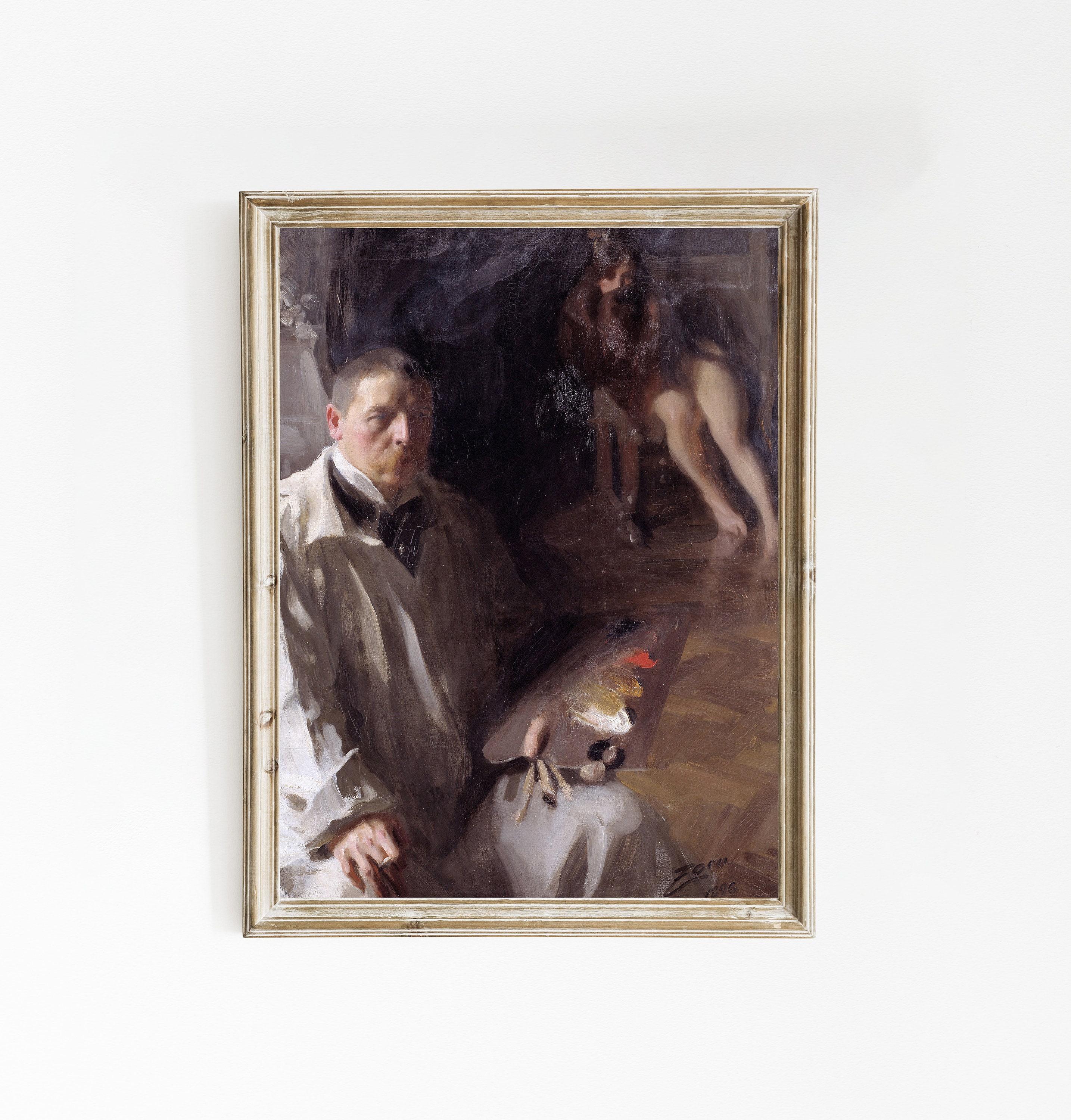 Anders Zorn Self Portrait With Model 1896 Vintage Oil Trending Style Poster (No Frame) Anders Zorn Self Portrait With Model 1896 Vintage Oil Trending Style Poster (No Frame)