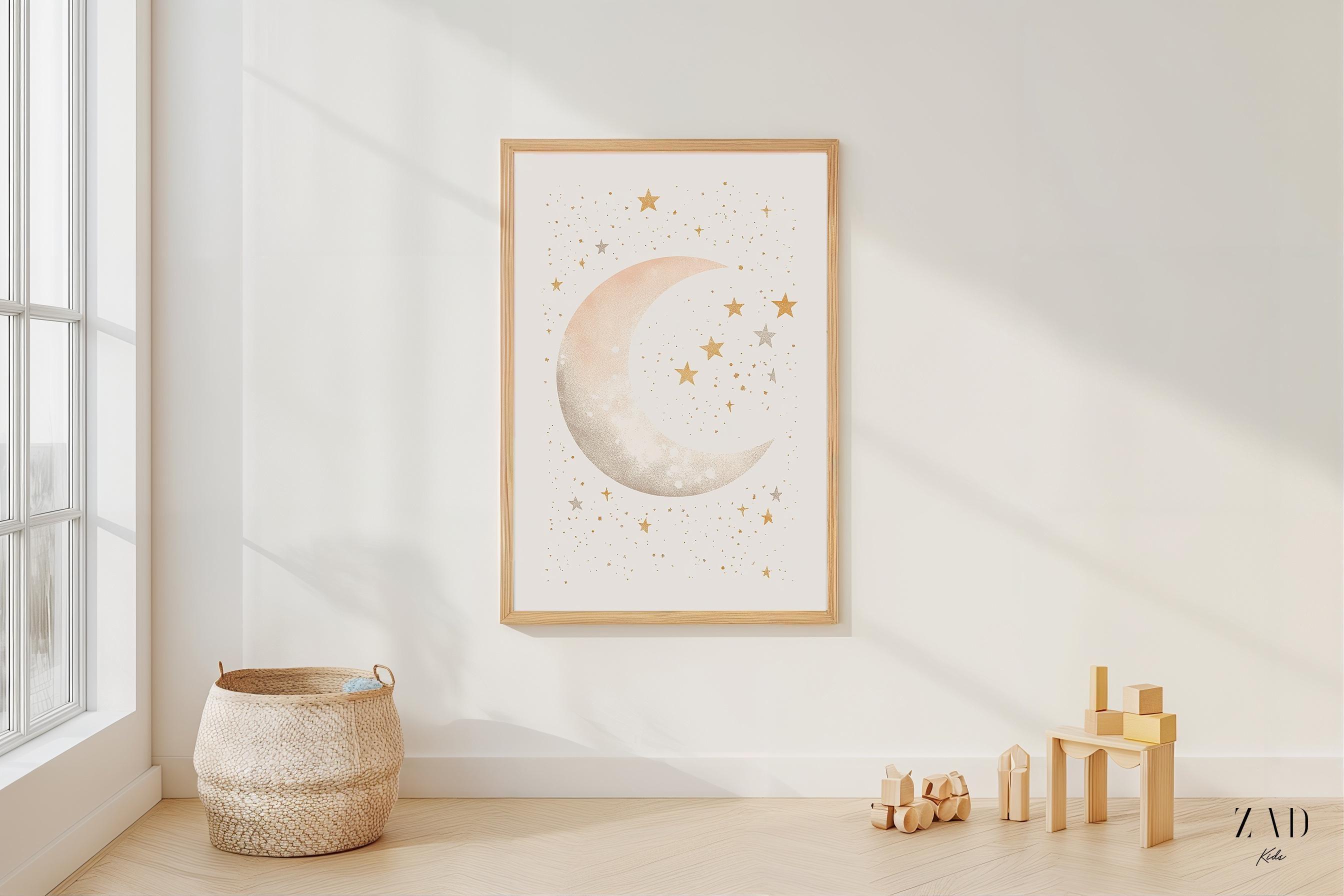 Boho Moon And Stars Art Minimalist Kids Room Decor Neutral Nursery Awesome Poster (No Frame) Boho Moon And Stars Art Minimalist Kids Room Decor Neutral Nursery Awesome Poster (No Frame)