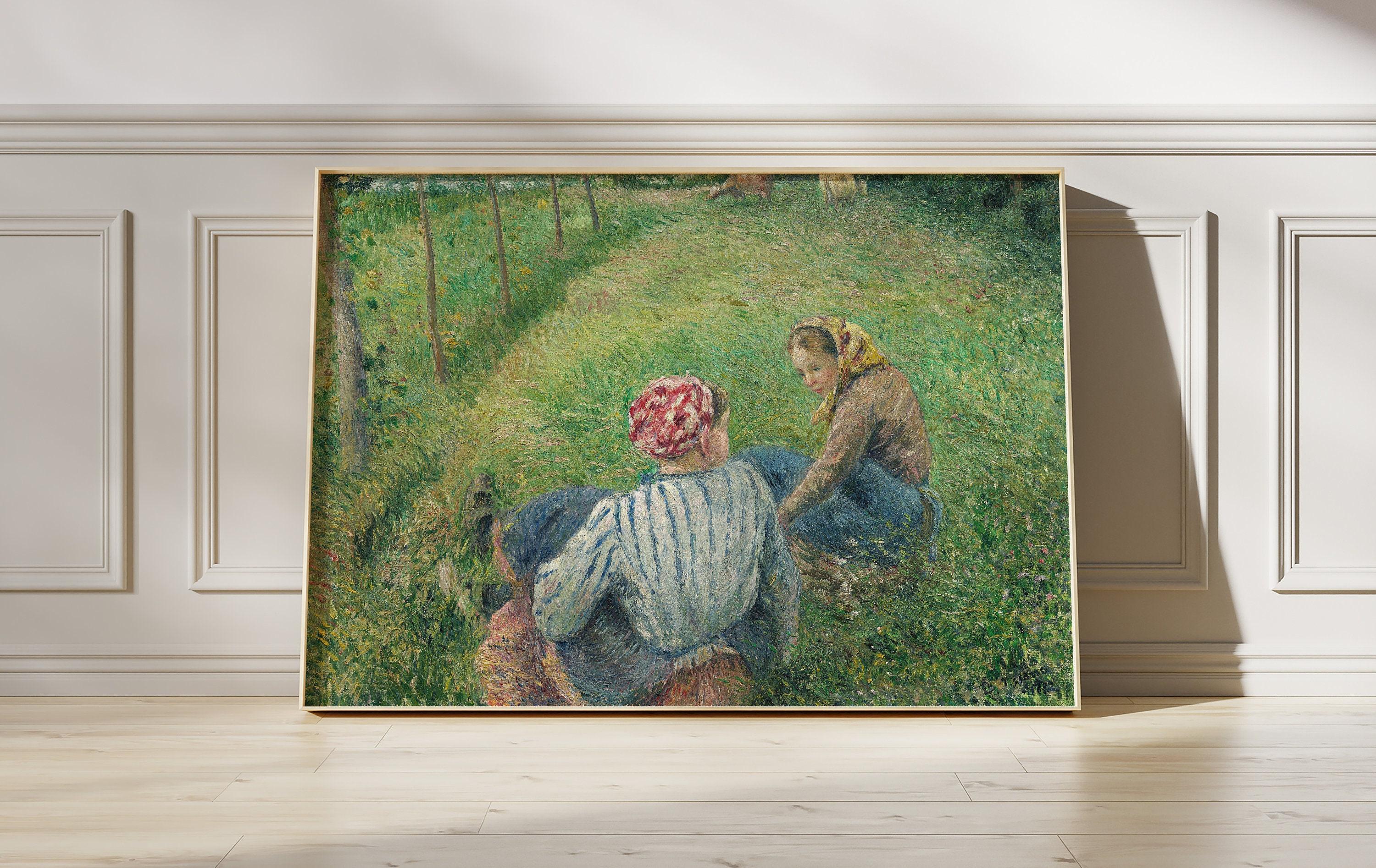 Camille Pissarro Young Peasant Girls Resting In The Fields Near Pontoise 1882 Vintage Trending Style Poster (No Frame) Camille Pissarro Young Peasant Girls Resting In The Fields Near Pontoise 1882 Vintage Trending Style Poster (No Frame)