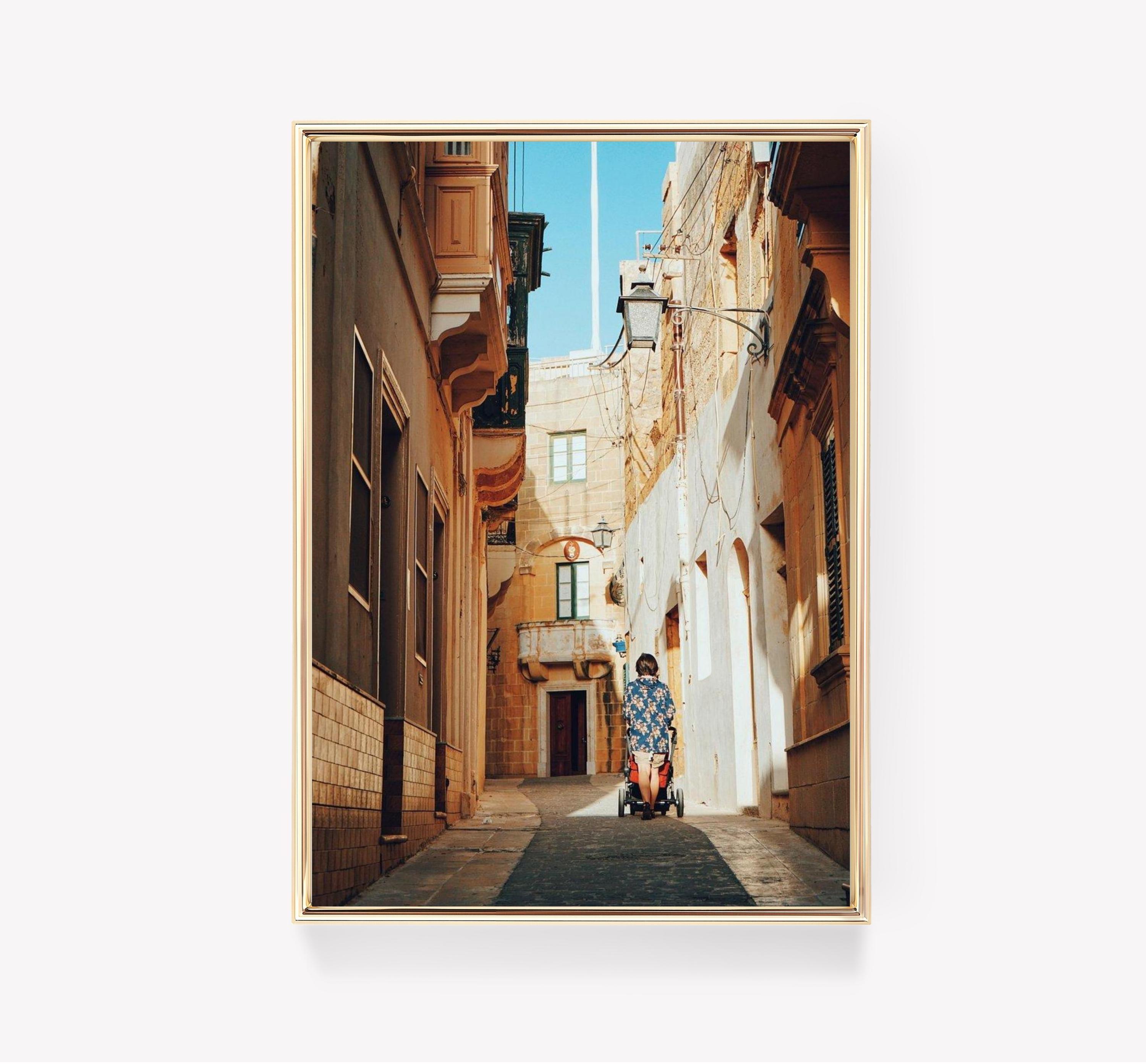 City Stroll Urban Life Street Scene Push Stroller Tall Buildings Narrow Street Trending Style Poster (No Frame) City Stroll Urban Life Street Scene Push Stroller Tall Buildings Narrow Street Trending Style Poster (No Frame)