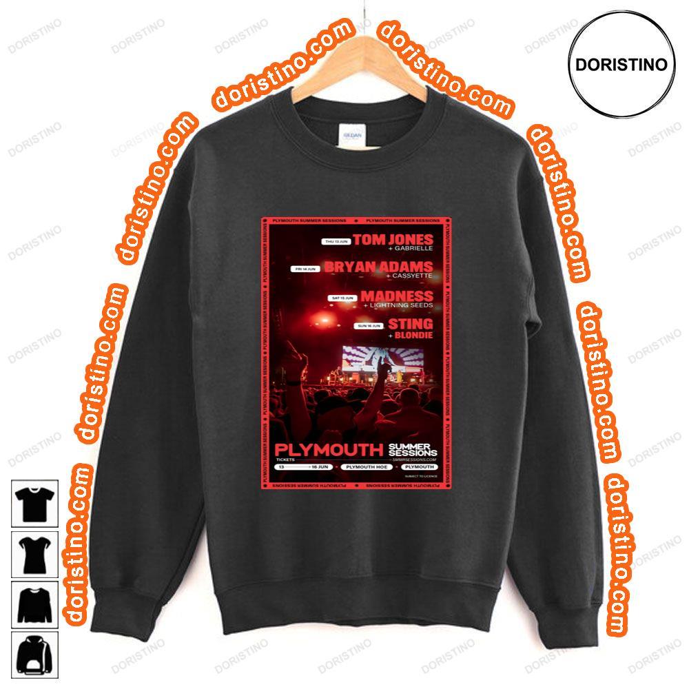 Plymouth Summer Sessions 2024 Tom Jones Bryan Adams Madness Sting Festival Tshirt Plymouth Summer Sessions 2024 Tom Jones Bryan Adams Madness Sting Festival Tshirt