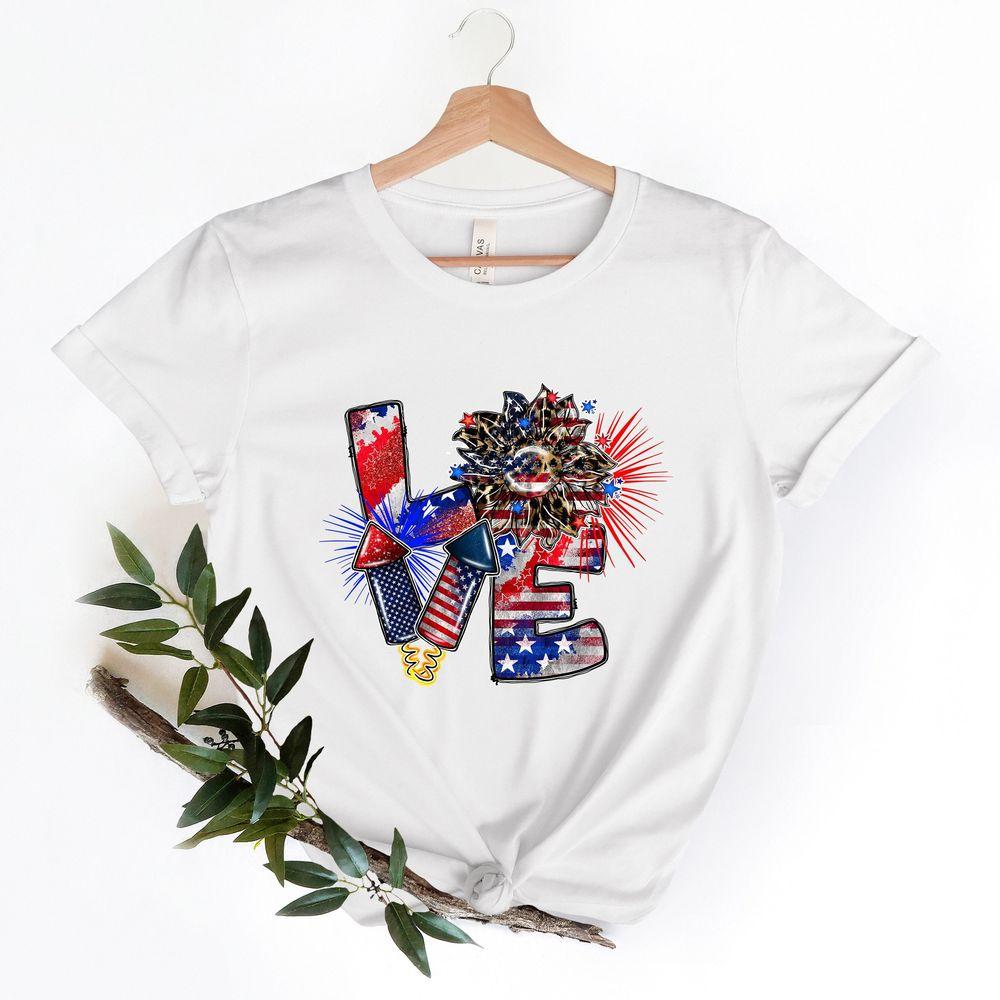 4th Of July Love Sunflower Shirt