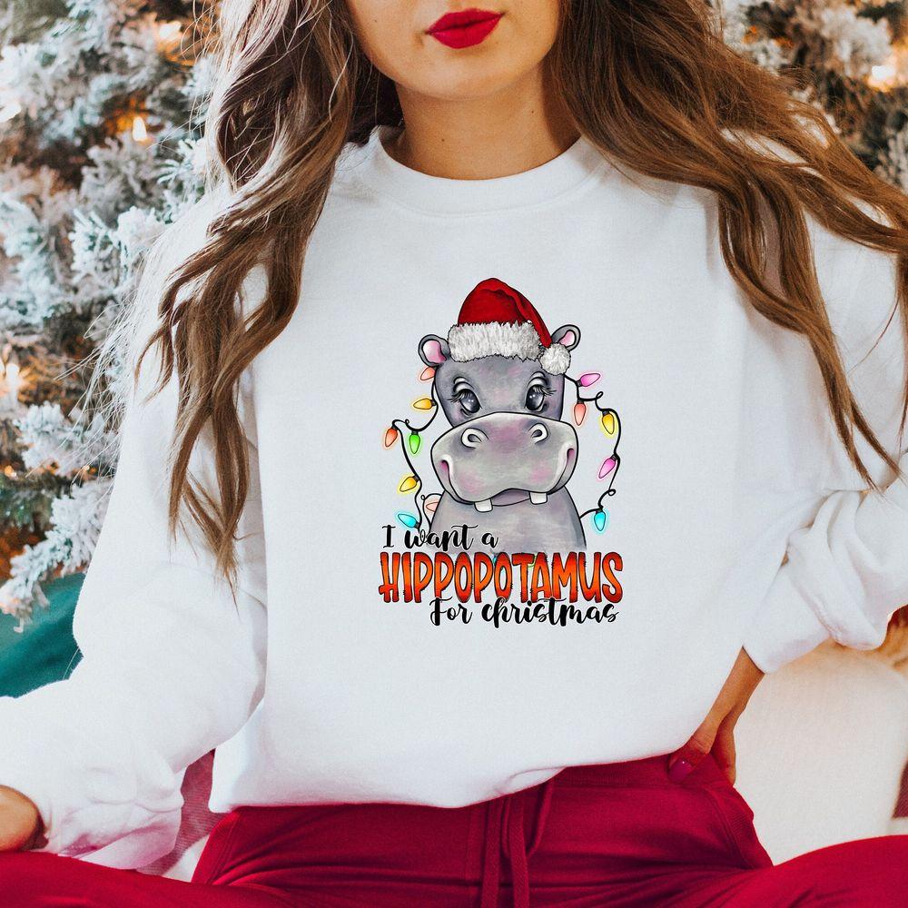 I Want A Hippopotamus For Christmas Sweat Christmas Hippopotamus Shirt