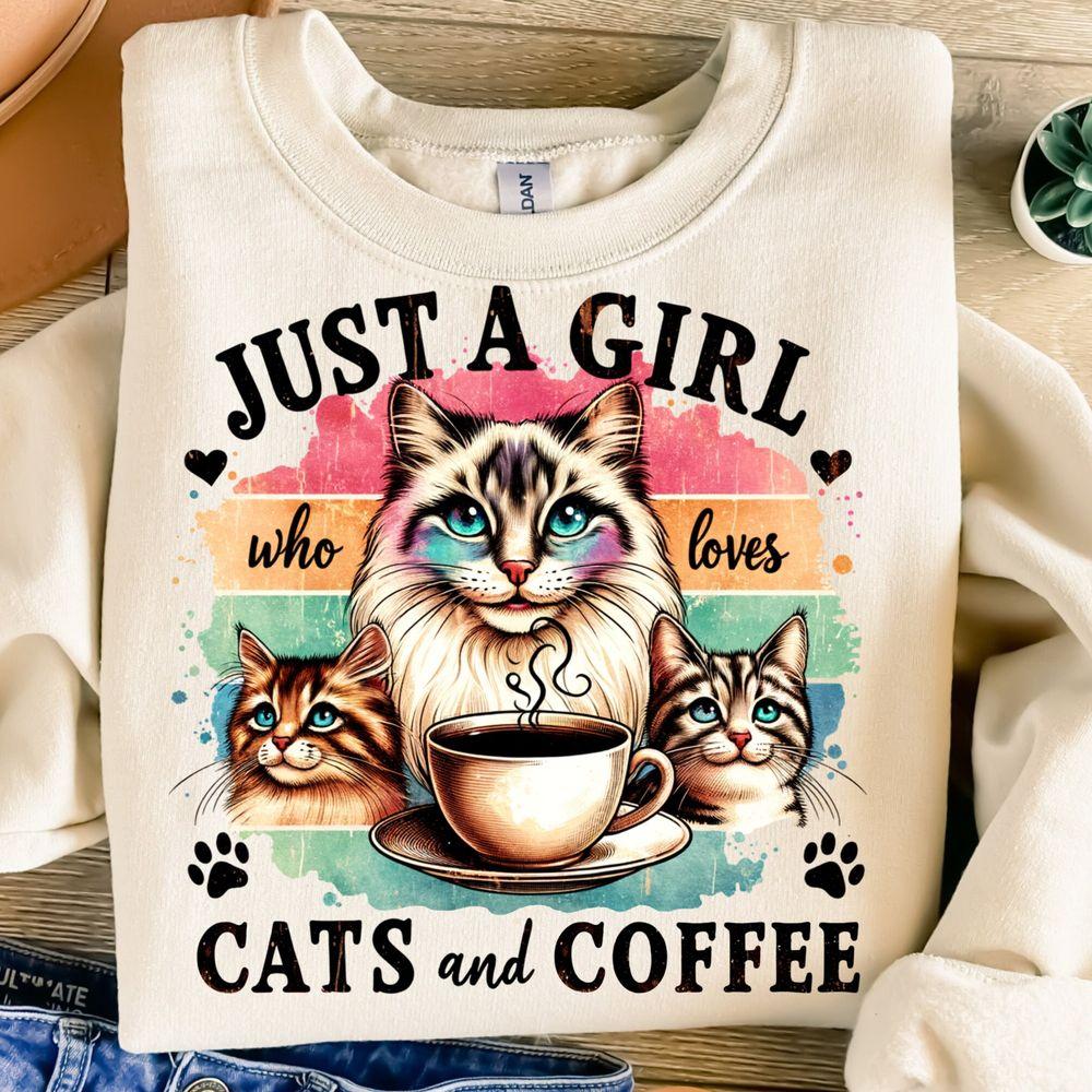Just A Girl Who Loves Cats And Coffee Tshirt