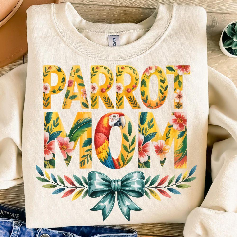 Parrot Momtion Design Coquette Bowl Flowers Bird Mom Trendy Shirt