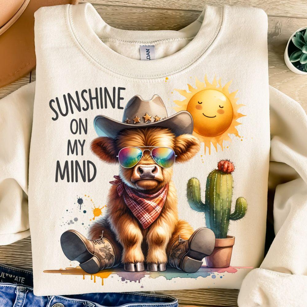 Sunshine On My Mindtion Design Highland Cow Western Cowboy Awesome Shirt Sunshine On My Mindtion Design Highland Cow Western Cowboy Awesome Shirt