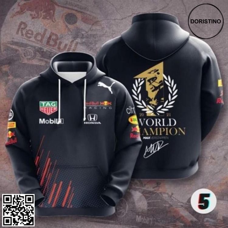 Max Verstappen 2021 Formula 1 World Champion Signature 2 All Over Print Hoodie